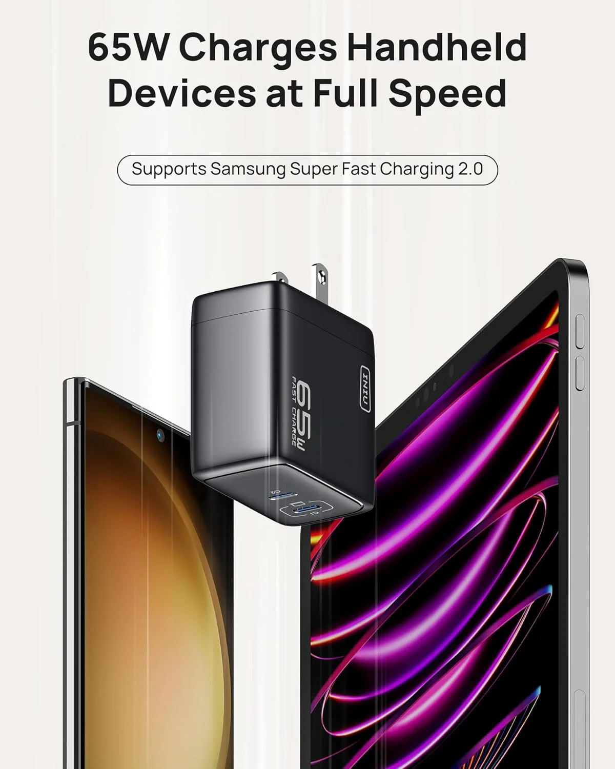 شارژر 65 واتی GaN اینیو با 2 پورت USB C - شارژر دیواری USB C تاشو و جمع و جور PD PPS برای مک بوک پرو/ایر، دل XPS 13، آیپد پرو، سامسونگ گلکسی S23، نوت 20/10+، آیفون 16/15/14، استیم دک شارژر 65 واتی GaN اینیو با 2 پورت USB C - شارژر دیواری USB C تاشو و جمع و جور PD PPS برای مک بوک پرو/ایر، دل XPS 13، آیپد پرو، سامسونگ گلکسی S23، نوت 20/10+، آیفون 16/15/14، استیم دک