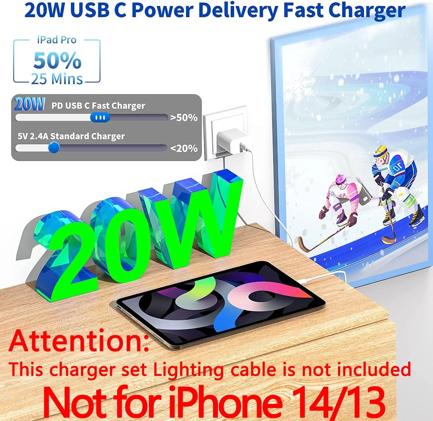 شارژر سریع آیپد، 2 عدد آداپتور دوشاخه شارژر دیواری شارژ سریع آیپد کابل USB C به C به طول 6 فوت برای آیپد پرو 12.9، آیپد پرو 11/13 اینچ (M4)، آیپد ایر نسل 5/4، آیپد مینی 6/7، آیپد 10/11 (A16) شارژر سریع آیپد، 2 عدد آداپتور دوشاخه شارژر دیواری شارژ سریع آیپد کابل USB C به C به طول 6 فوت برای آیپد پرو 12.9، آیپد پرو 11/13 اینچ (M4)، آیپد ایر نسل 5/4، آیپد مینی 6/7، آیپد 10/11 (A16)