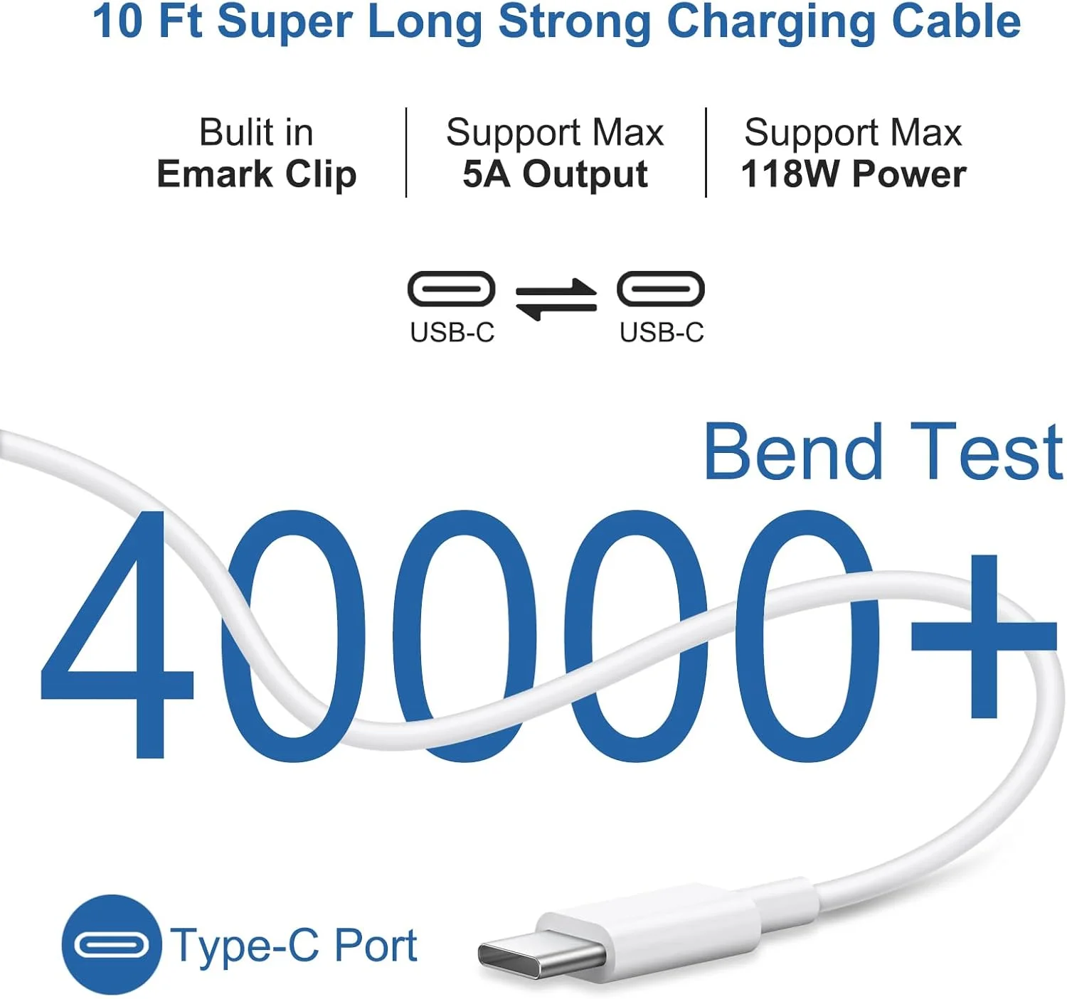 کابل شارژ 3 متری مک بوک پرو ایر، کابل شارژ تایپ سی با آداپتور برق سریع 118W 96W 87W 61W USB Type C(USB-C)، سازگار با مک بوک ایر پرو و تمام دستگاه های USB-C کابل شارژ 3 متری مک بوک پرو ایر، کابل شارژ تایپ سی با آداپتور برق سریع 118W 96W 87W 61W USB Type C(USB-C)، سازگار با مک بوک ایر پرو و تمام دستگاه های USB-C