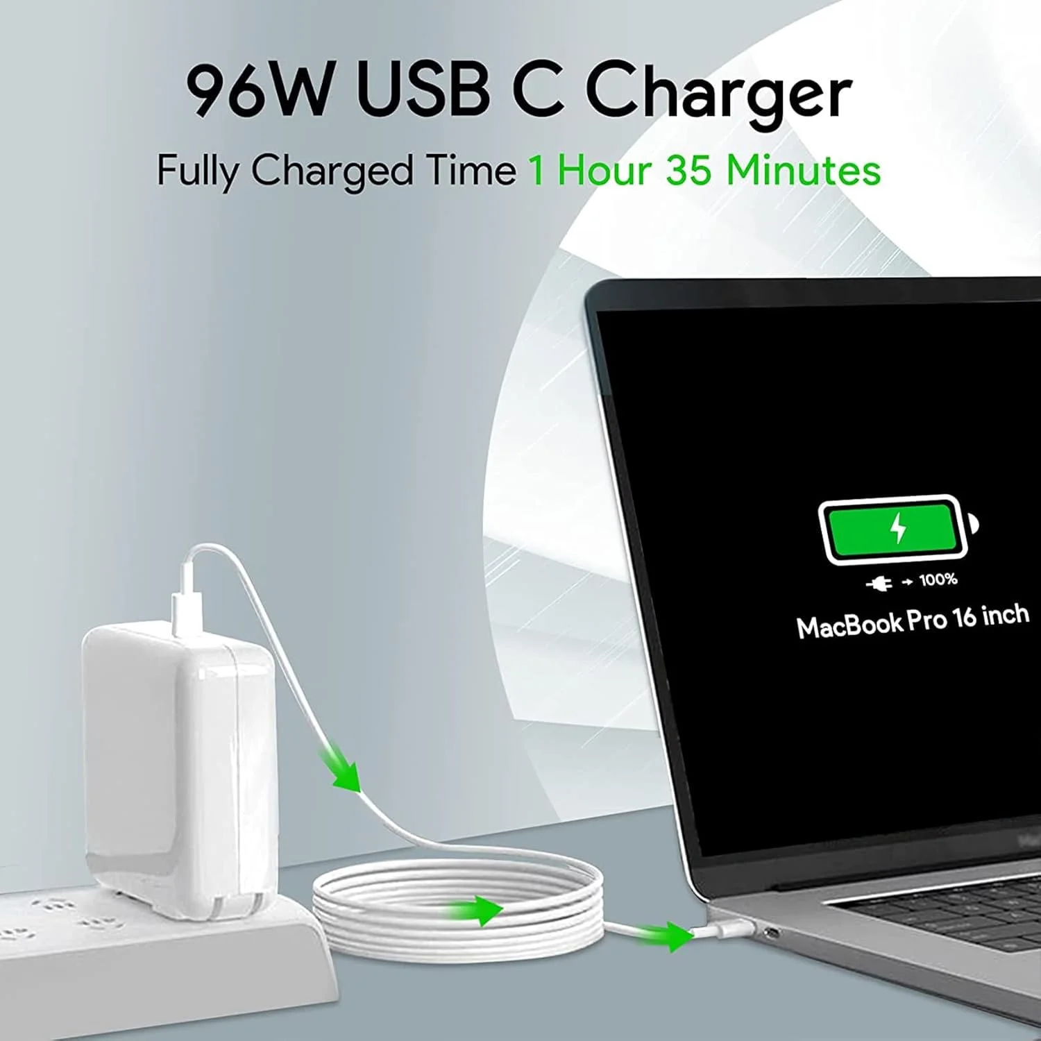 شارژر مک بوک پرو - شارژر سریع 96 واتی USB C برای مک بوک پرو و مک بوک ایر با پورت USB C، آیپد پرو، سامسونگ گلکسی و همه دستگاه های Type C، شامل کابل 6.6 فوتی USBC شارژر مک بوک پرو - شارژر سریع 96 واتی USB C برای مک بوک پرو و مک بوک ایر با پورت USB C، آیپد پرو، سامسونگ گلکسی و همه دستگاه های Type C، شامل کابل 6.6 فوتی USBC