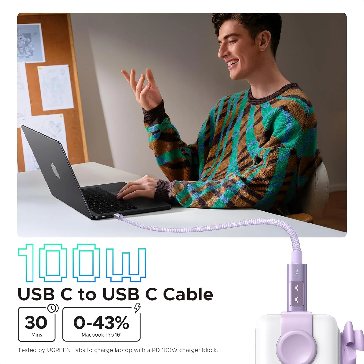 کابل USB C به USB C یوگرین Uno، کابل شارژ سریع 100 واتی Type C با نمایشگر LED برای آیفون 17/17 Air/17 Pro/17 Pro Max/16، مک بوک پرو/ایر، آیپد پرو/ایر، گلکسی S25 Ultra طول 2 متری بنفش کابل USB C به USB C یوگرین Uno، کابل شارژ سریع 100 واتی Type C با نمایشگر LED برای آیفون 17/17 Air/17 Pro/17 Pro Max/16، مک بوک پرو/ایر، آیپد پرو/ایر، گلکسی S25 Ultra طول 2 متری بنفش