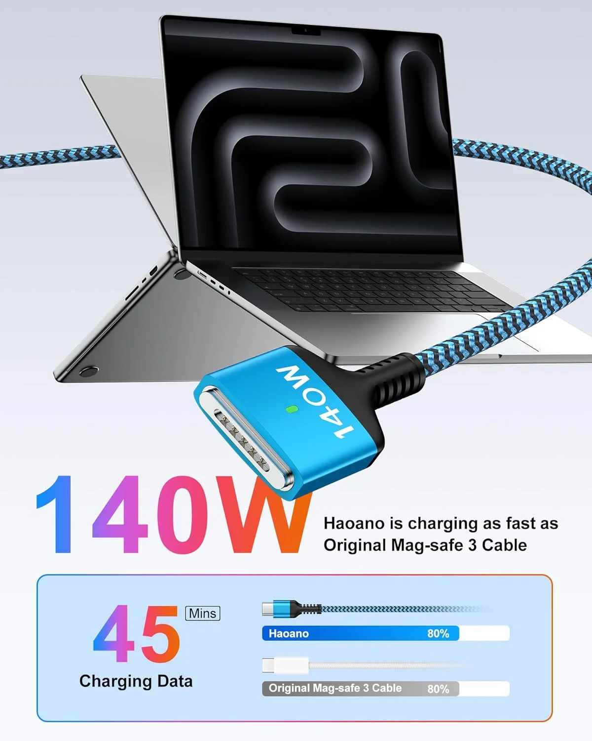 کابل USB-C به مگنتیک 3 به طول 1.8 متر، کابل شارژ سریع 140 واتی مک بوک ایر اپل MagSafe 3 برای مک بوک ایر 15 اینچ/13 اینچ M4 2025، M3 2024، M2 2023، M2 2022، مک بوک پرو 16 اینچ/14 اینچ M4 2024، M2 2023، M1 2021 کابل USB-C به مگنتیک 3 به طول 1.8 متر، کابل شارژ سریع 140 واتی مک بوک ایر اپل MagSafe 3 برای مک بوک ایر 15 اینچ/13 اینچ M4 2025، M3 2024، M2 2023، M2 2022، مک بوک پرو 16 اینچ/14 اینچ M4 2024، M2 2023، M1 2021