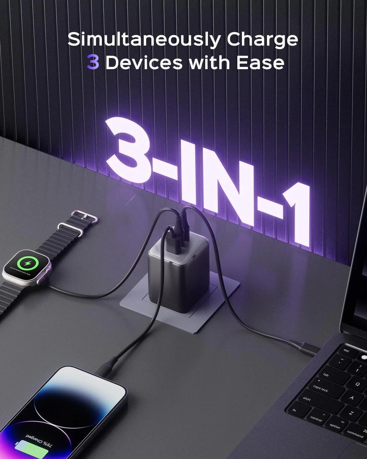 آداپتور برق 100 واتی USB C، شارژر دیواری USB سه پورت تاشو و جمع و جور برای MacBook Pro/Air، Dell XPS، iPad Pro، سری iPhone، Galaxy S25/S24 و غیره (مشکی) آداپتور برق 100 واتی USB C، شارژر دیواری USB سه پورت تاشو و جمع و جور برای MacBook Pro/Air، Dell XPS، iPad Pro، سری iPhone، Galaxy S25/S24 و غیره (مشکی)