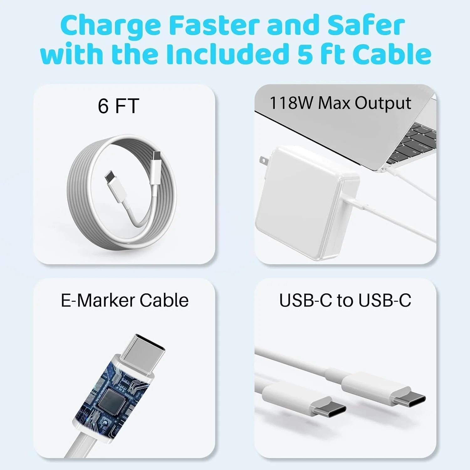شارژر سریع GaN USB C با توان 118W 96W سازگار با MacBook Air/Pro 13 14 15 16 اینچ 2025 2024 2023 2022 2021 2020, M1 M2 M3 M4 ipad pro، جمع و جور و ایمن شارژر سریع GaN USB C با توان 118W 96W سازگار با MacBook Air/Pro 13 14 15 16 اینچ 2025 2024 2023 2022 2021 2020, M1 M2 M3 M4 ipad pro، جمع و جور و ایمن