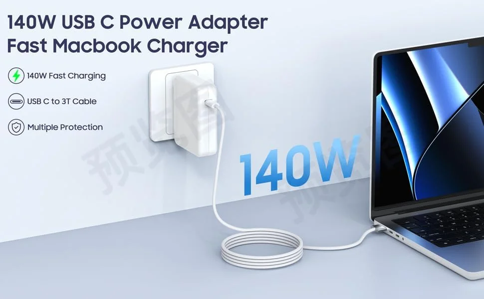 شارژر (PD-140W USB-C) برای مک بوک پرو 14 اینچ، 16 اینچ (2021، 2022، 2023)، مک بوک پرو M4 2024، مک بوک ایر 13 اینچ، 15 اینچ (2022، 2023، 2024، M1، M2، M3)، آداپتور برق 96 وات (PD-98W) شارژر (PD-140W USB-C) برای مک بوک پرو 14 اینچ، 16 اینچ (2021، 2022، 2023)، مک بوک پرو M4 2024، مک بوک ایر 13 اینچ، 15 اینچ (2022، 2023، 2024، M1، M2، M3)، آداپتور برق 96 وات (PD-98W)