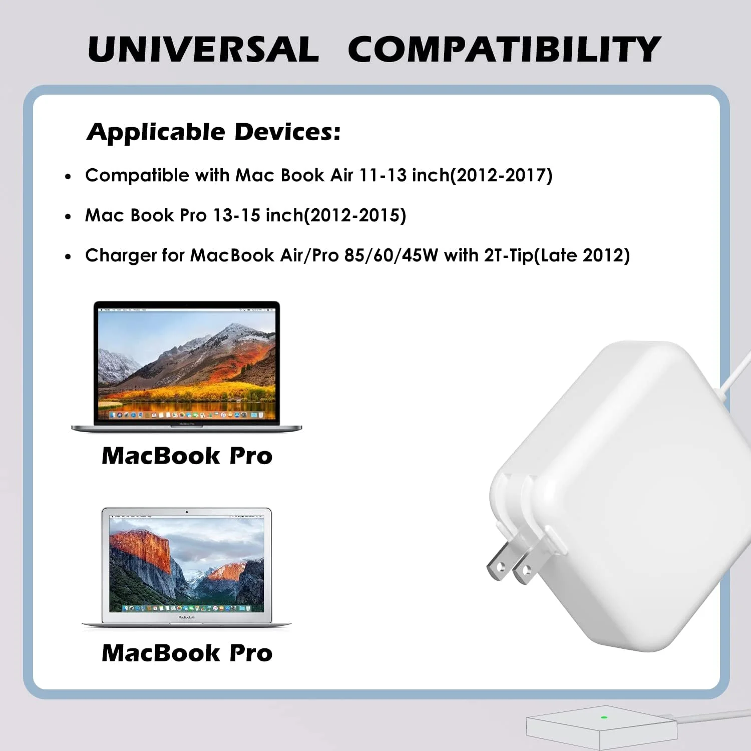 شارژر جایگزین مک بوک پرو، شارژر 85 واتی T-Tip سازگار با مک بوک پرو 17/15/13 اینچی و مک بوک ایر 15/13 اینچی بین سال های 2012-2017 شارژر جایگزین مک بوک پرو، شارژر 85 واتی T-Tip سازگار با مک بوک پرو 17/15/13 اینچی و مک بوک ایر 15/13 اینچی بین سال های 2012-2017