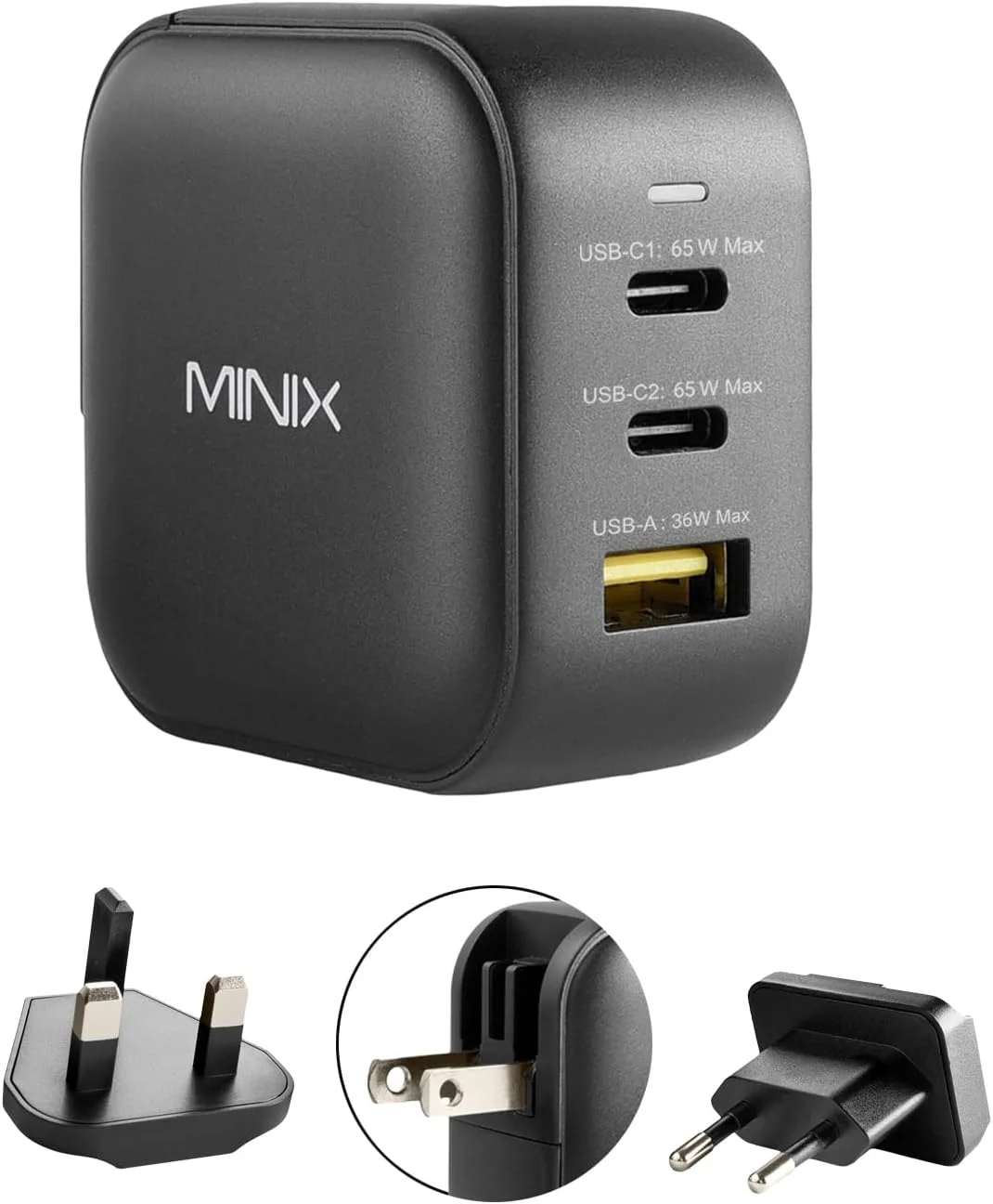 شارژر دیواری 66 واتی سه پورت GaN توربو MINIX، 2 پورت USB-C آداپتور شارژ سریع، 1 پورت USB-A شارژ سریع 3.0، سازگار با MacBook Pro Air، iPad Pro، iPhone 16/15/13/12/11، Galaxy S9 S8 و غیره (NEO P1) شارژر دیواری 66 واتی سه پورت GaN توربو MINIX، 2 پورت USB-C آداپتور شارژ سریع، 1 پورت USB-A شارژ سریع 3.0، سازگار با MacBook Pro Air، iPad Pro، iPhone 16/15/13/12/11، Galaxy S9 S8 و غیره (NEO P1)