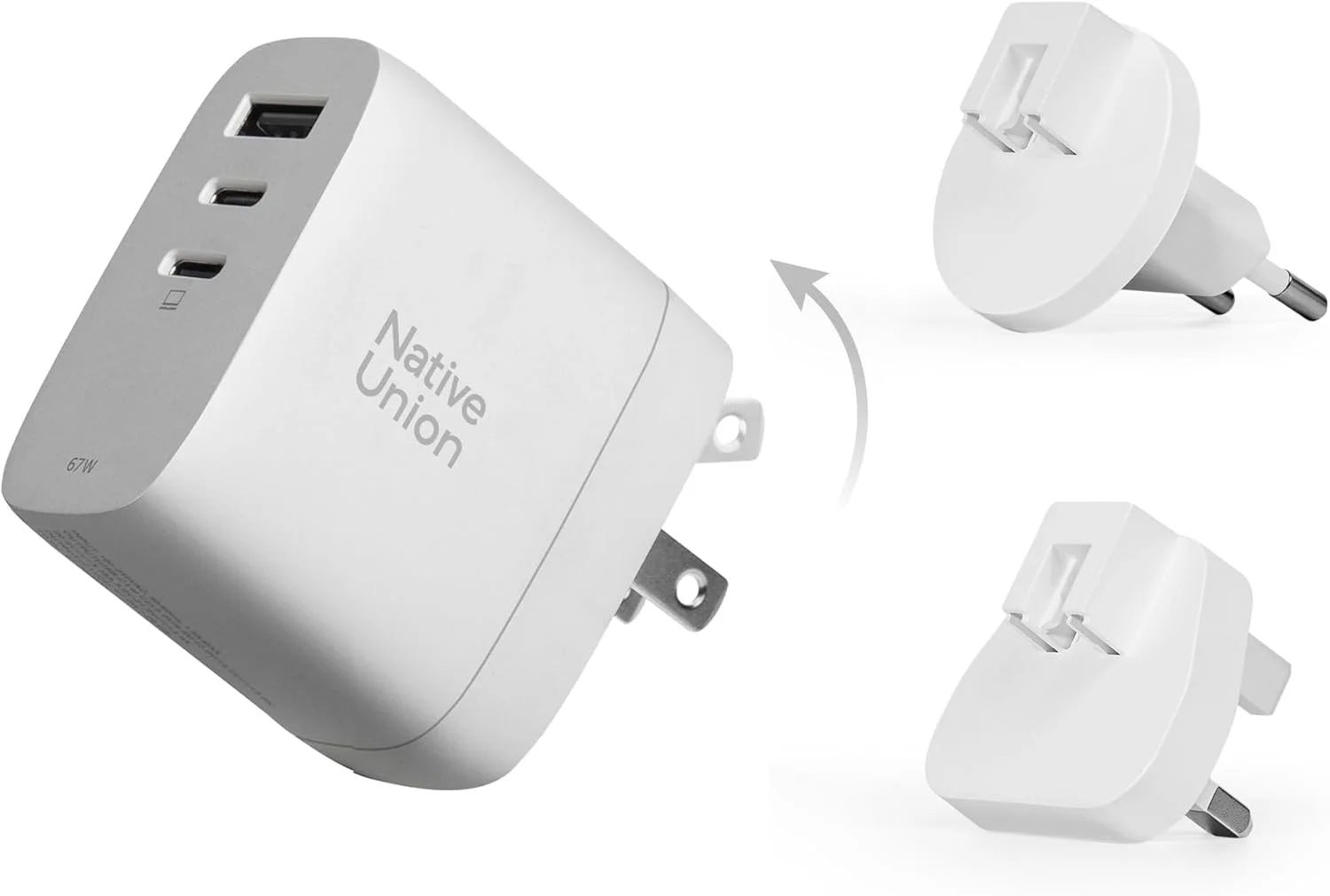 شارژر سریع GaN مدل PD67W از Native Union – شارژر مسافرتی فوق فشرده سه پورت USB-C و USB-A با قابلیت Power Delivery – تا 67 وات – سازگار با MacBook Pro، iPad، iPhone، Pixel، Galaxy و غیره (سفید) شارژر سریع GaN مدل PD67W از Native Union – شارژر مسافرتی فوق فشرده سه پورت USB-C و USB-A با قابلیت Power Delivery – تا 67 وات – سازگار با MacBook Pro، iPad، iPhone، Pixel، Galaxy و غیره (سفید)