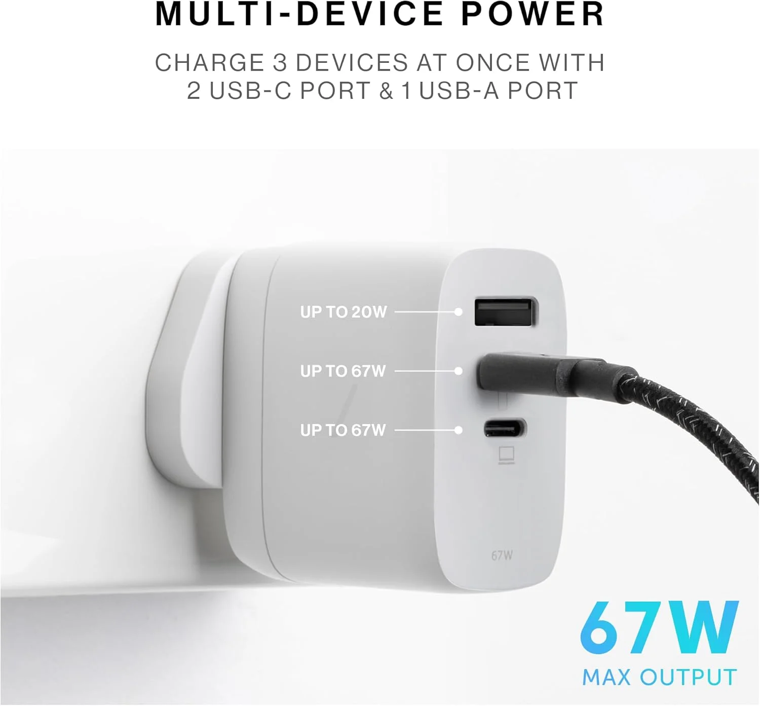 شارژر سریع GaN مدل PD67W از Native Union – شارژر مسافرتی فوق فشرده سه پورت USB-C و USB-A با قابلیت Power Delivery – تا 67 وات – سازگار با MacBook Pro، iPad، iPhone، Pixel، Galaxy و غیره (سفید) شارژر سریع GaN مدل PD67W از Native Union – شارژر مسافرتی فوق فشرده سه پورت USB-C و USB-A با قابلیت Power Delivery – تا 67 وات – سازگار با MacBook Pro، iPad، iPhone، Pixel، Galaxy و غیره (سفید)