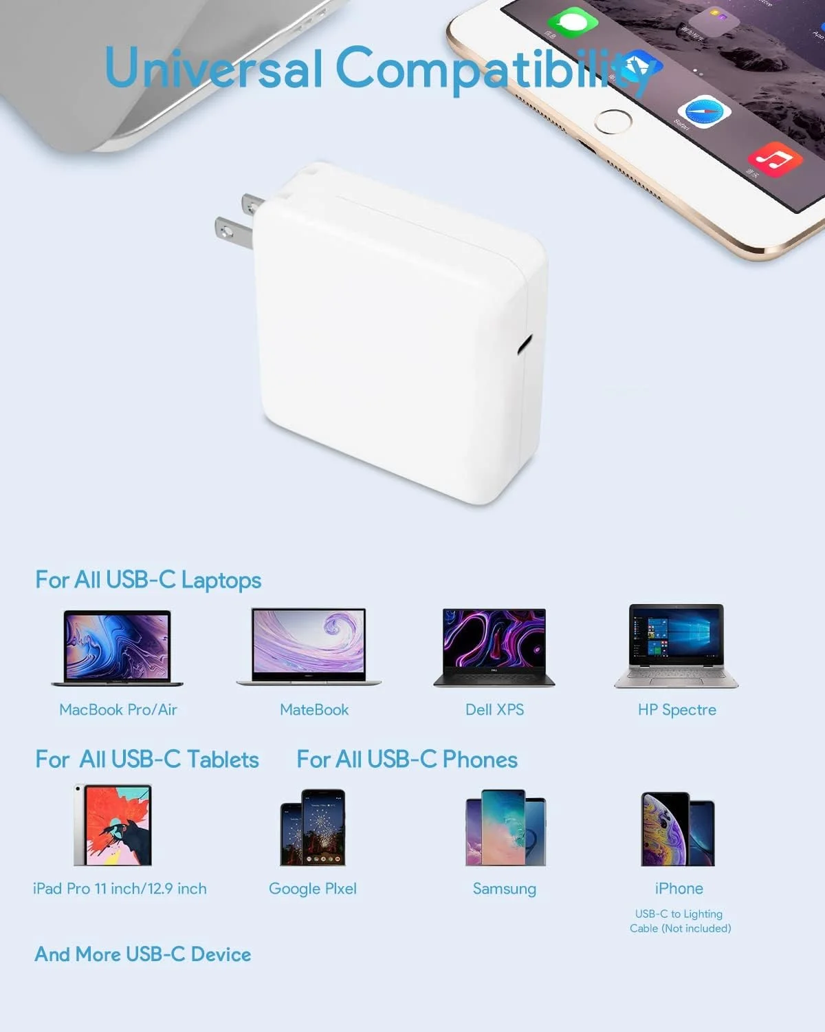 شارژر 70 واتی USB C مک بوک پرو/ایر 13/14 اینچی، برای مک بوک 12 اینچی، شامل کابل شارژ USB-C به USBC (2 متر) شارژر 70 واتی USB C مک بوک پرو/ایر 13/14 اینچی، برای مک بوک 12 اینچی، شامل کابل شارژ USB-C به USBC (2 متر)