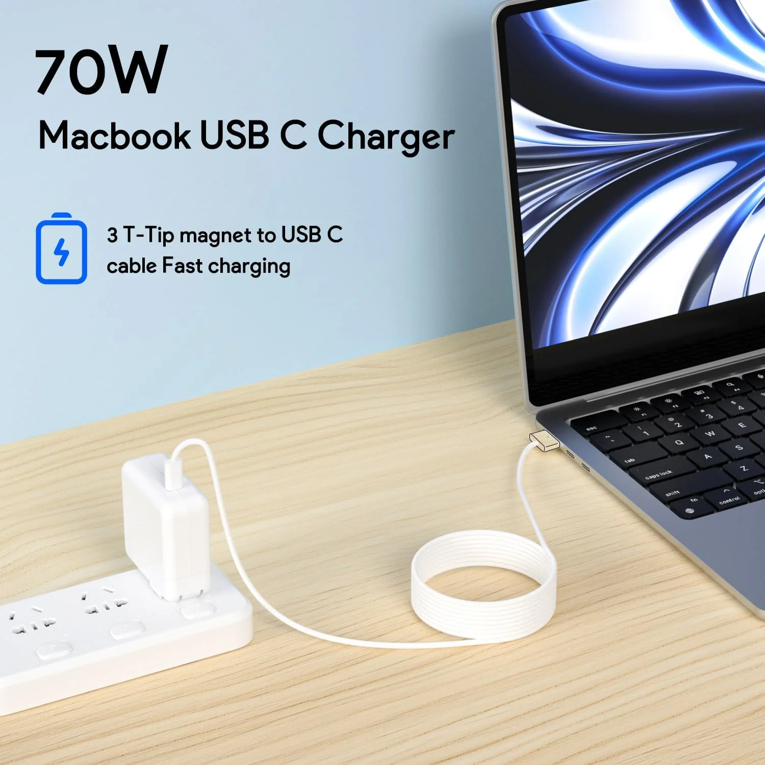 شارژر مغناطیسی 70 واتی سازگار با مک بوک پرو 14 اینچی (2021-2023) و مک بوک ایر 13/15 اینچی (2022-2024)، شامل کابل بافته شده 6.6 فوتی USB C به 3 شارژر مغناطیسی 70 واتی سازگار با مک بوک پرو 14 اینچی (2021-2023) و مک بوک ایر 13/15 اینچی (2022-2024)، شامل کابل بافته شده 6.6 فوتی USB C به 3