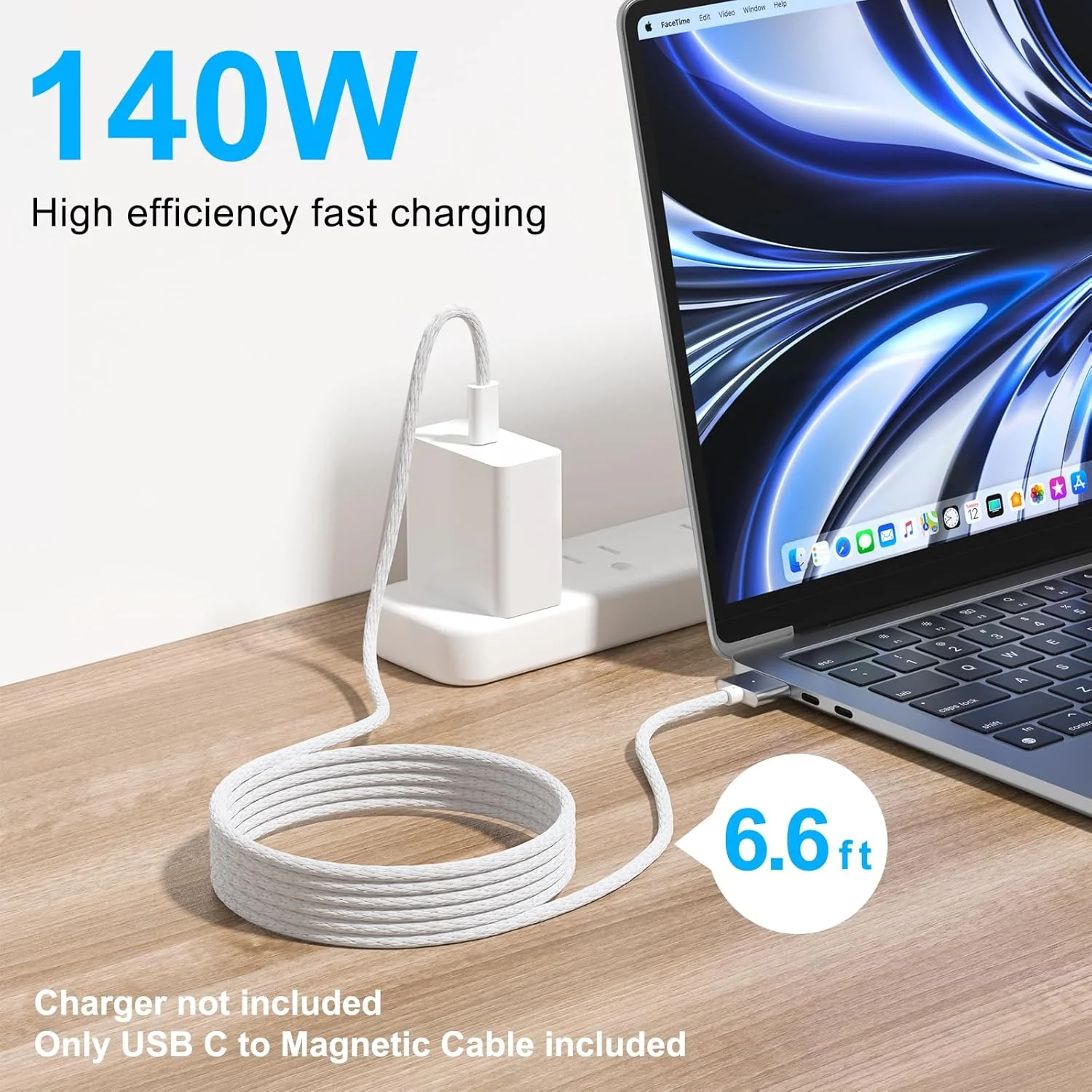 کابل شارژ 140 واتی USB C به مگنتیک 3 سازگار با مک بوک ایر (M2، 2022) و مک بوک پرو (14 اینچ، M2، 2023)، پرو (16 اینچ، M2، 2023)، پرو (14 اینچ، 2021)، پرو (16 اینچ، 2021) طول 2 متر کابل شارژ 140 واتی USB C به مگنتیک 3 سازگار با مک بوک ایر (M2، 2022) و مک بوک پرو (14 اینچ، M2، 2023)، پرو (16 اینچ، M2، 2023)، پرو (14 اینچ، 2021)، پرو (16 اینچ، 2021) طول 2 متر