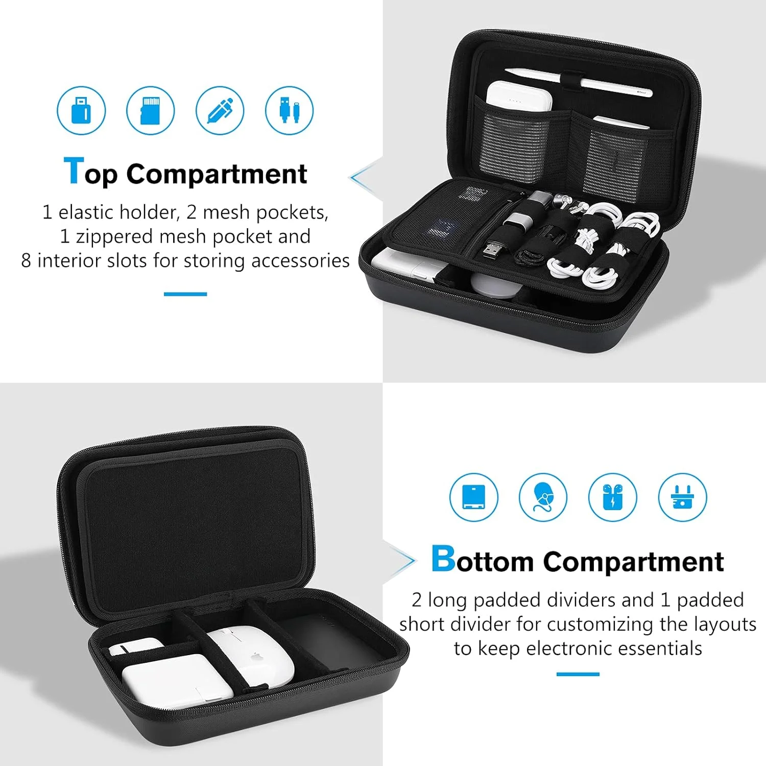 کیف محافظ سخت ProCase برای لوازم الکترونیکی، آداپتور برق مک بوک، کابل ها، پاور بانک، ماوس جادویی اپل، قلم اپل، فلش USB، کارت SD، کیف لوازم جانبی کوچک قابل حمل کیف محافظ سخت ProCase برای لوازم الکترونیکی، آداپتور برق مک بوک، کابل ها، پاور بانک، ماوس جادویی اپل، قلم اپل، فلش USB، کارت SD، کیف لوازم جانبی کوچک قابل حمل