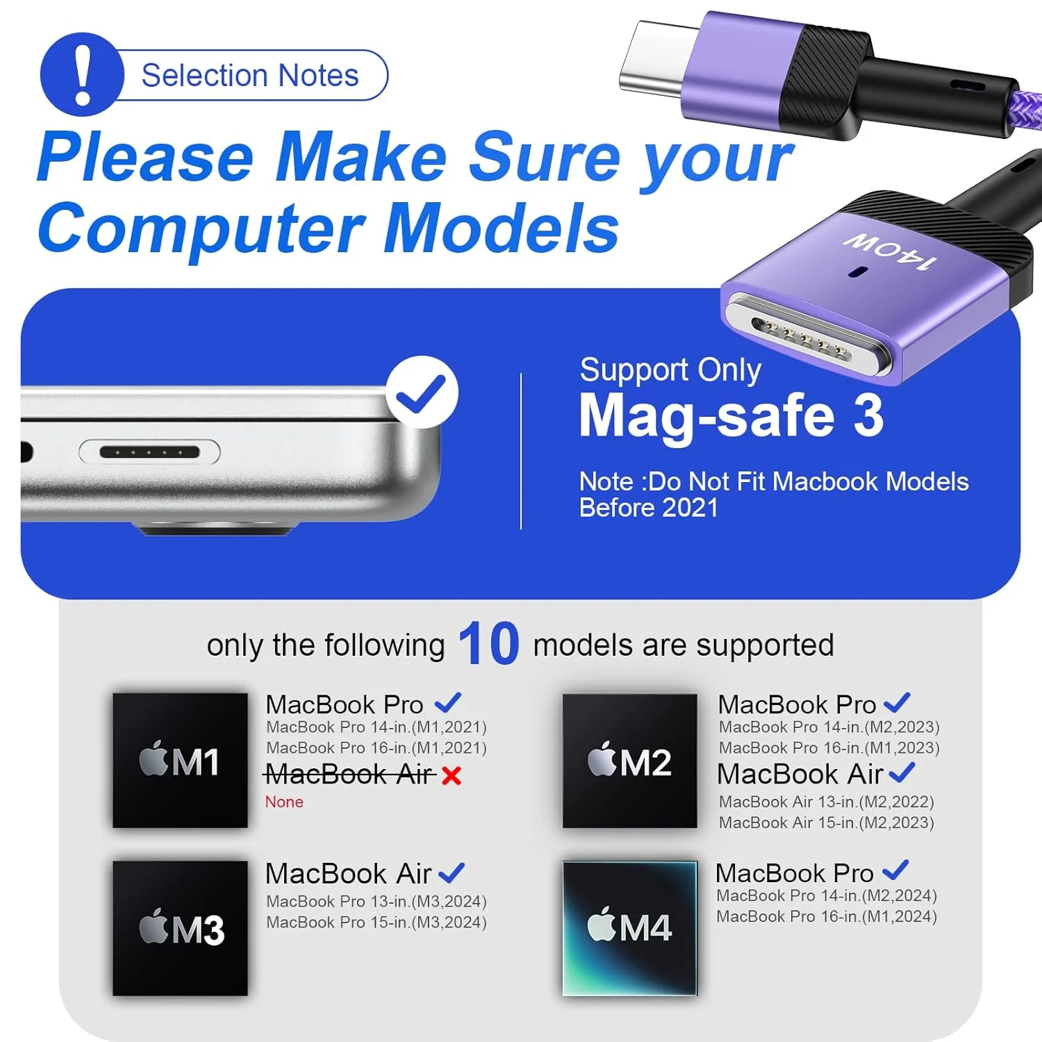 شارژر 140 واتی مکبوک ایر، کابل 6 فوتی USB-C به MagSafe 3، شارژر مغناطیسی سریع برای مکبوک ایر M4 15 اینچی 13 اینچی 2025، 2024 M3، 2023 M2، 2022 M2، 16 اینچی 14 اینچی مکبوک پرو 2024 M4، 2023 M2، 2021 M1 شارژر 140 واتی مکبوک ایر، کابل 6 فوتی USB-C به MagSafe 3، شارژر مغناطیسی سریع برای مکبوک ایر M4 15 اینچی 13 اینچی 2025، 2024 M3، 2023 M2، 2022 M2، 16 اینچی 14 اینچی مکبوک پرو 2024 M4، 2023 M2، 2021 M1