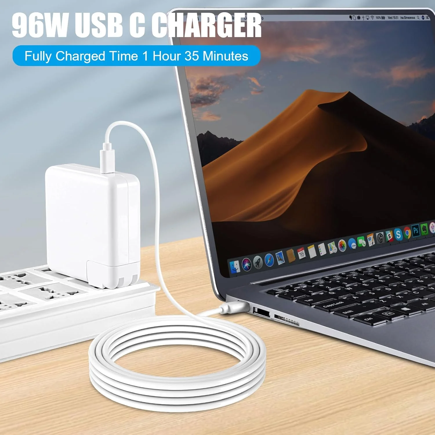 شارژر مک بوک پرو 96 واتی، آداپتور برق لپ تاپ USB C با شارژ سریع، کابل شارژ سریع USB C به طول 3 متر برای مک بوک پرو 16/15/14/13 اینچ 2024/2023/2022/2021/2020/2019/M1 M2 M3 مک بوک ایر شارژر مک بوک پرو 96 واتی، آداپتور برق لپ تاپ USB C با شارژ سریع، کابل شارژ سریع USB C به طول 3 متر برای مک بوک پرو 16/15/14/13 اینچ 2024/2023/2022/2021/2020/2019/M1 M2 M3 مک بوک ایر