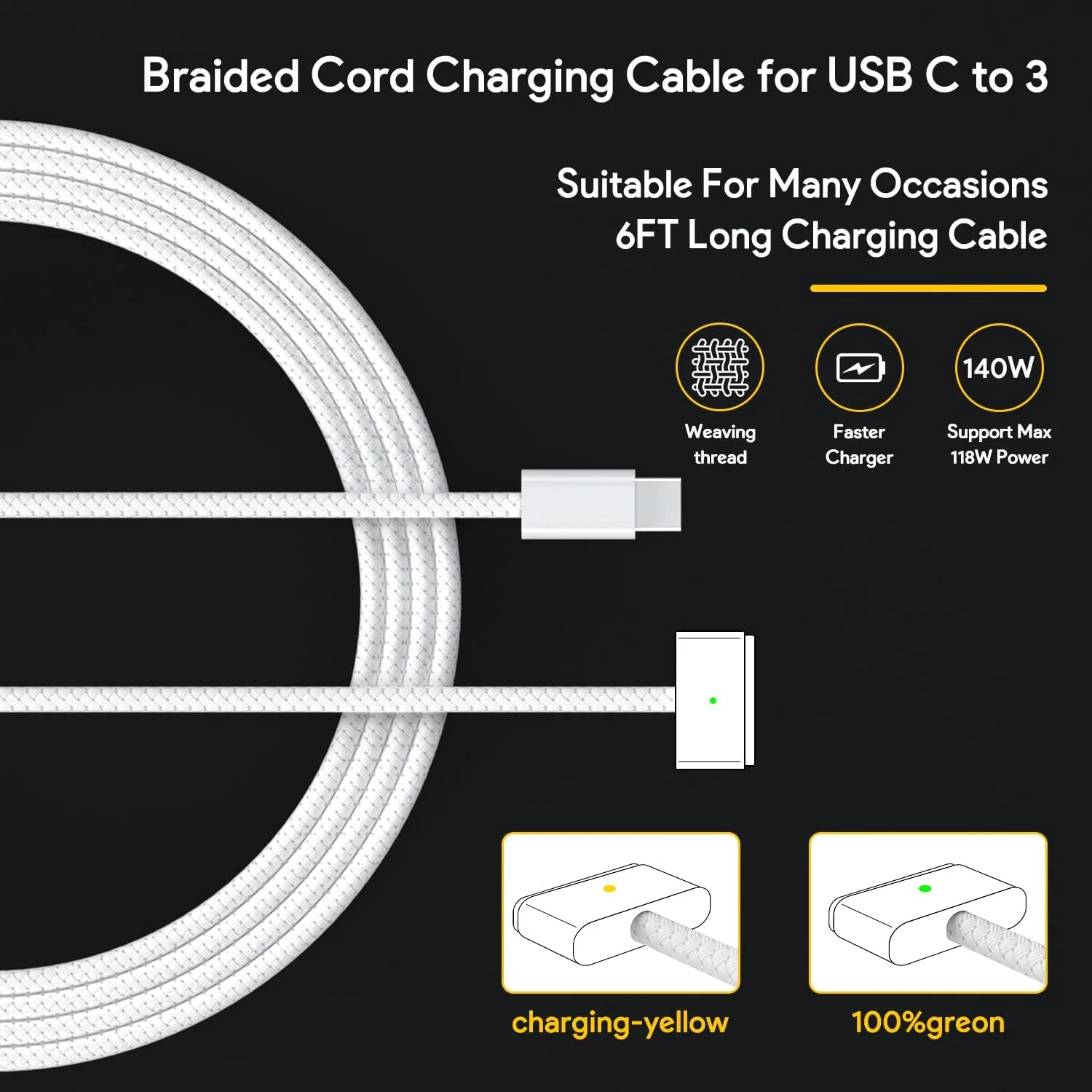 شارژر 140 واتی مک بوک پرو، سازگار با پرو (16 اینچ 2021-2023) و (14 اینچ 2023)، ایر (13-15 اینچ 2021-2024)، شامل کابل مغناطیسی بافته شده USB C به T-Tip 3 (2 متر) شارژر 140 واتی مک بوک پرو، سازگار با پرو (16 اینچ 2021-2023) و (14 اینچ 2023)، ایر (13-15 اینچ 2021-2024)، شامل کابل مغناطیسی بافته شده USB C به T-Tip 3 (2 متر)