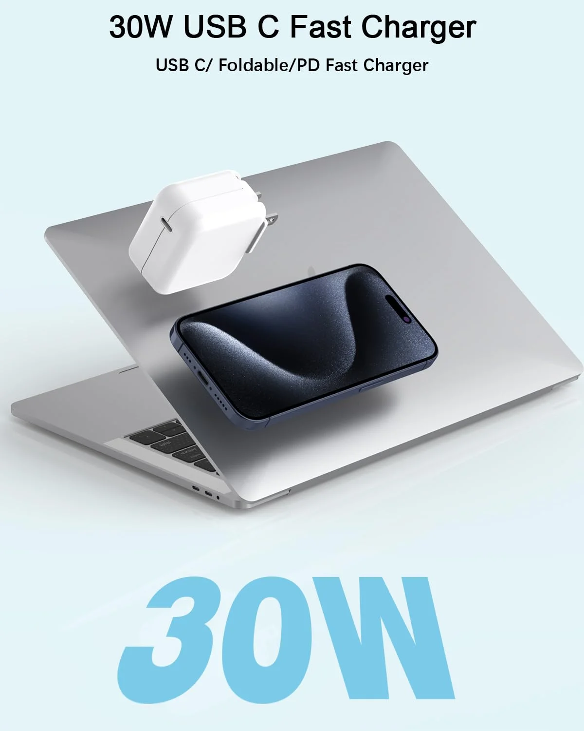 شارژر مک بوک ایر - آداپتور برق 30 وات USB C با قابلیت شارژ سریع PD 3.0 برای مک بوک پرو/ایر، آیپد پرو/ایر/مینی، آیفون 17 16 15 14 13 12 /پرو/پرو مکس/پلاس/مینی/اس ای/ایکس آر و تمام دستگاه های USB C شارژر مک بوک ایر - آداپتور برق 30 وات USB C با قابلیت شارژ سریع PD 3.0 برای مک بوک پرو/ایر، آیپد پرو/ایر/مینی، آیفون 17 16 15 14 13 12 /پرو/پرو مکس/پلاس/مینی/اس ای/ایکس آر و تمام دستگاه های USB C