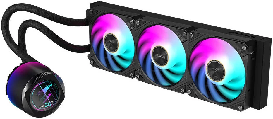 خنک کننده مایع پردازنده GIGABYTE AORUS WATERFORCE X II 360، با فن های ARGB، رادیاتور 360 میلی متری، واتر بلاک چرخشی، سازگار با Intel 115x,1200,1700 AMD TR4, AM5, AM4, sTR5، مشکی | AORUS-WATERFORCE-X-II-360