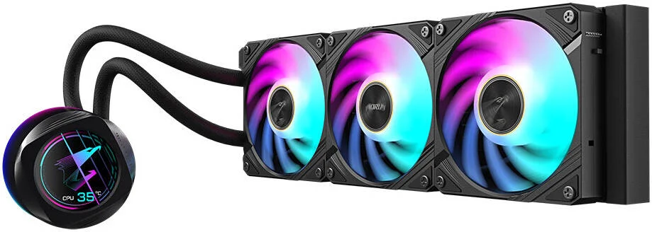 خنک کننده مایع پردازنده GIGABYTE AORUS WATERFORCE X II 360، با فن های ARGB، رادیاتور 360 میلی متری، واتر بلاک چرخشی، سازگار با Intel 115x,1200,1700 AMD TR4, AM5, AM4, sTR5، مشکی | AORUS-WATERFORCE-X-II-360