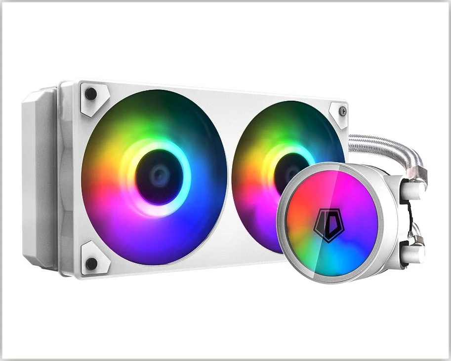 خنک کننده آبی پردازنده ID-Cooling IceFlow 240 ARGB Snow CLR-0094، توان 250 وات، طول لوله 400 میلی متر، 4 پین PWM / 5 ولت 3 پین ARGB، سرعت فن 900 تا 2000 دور در دقیقه، مدل CLR-0094