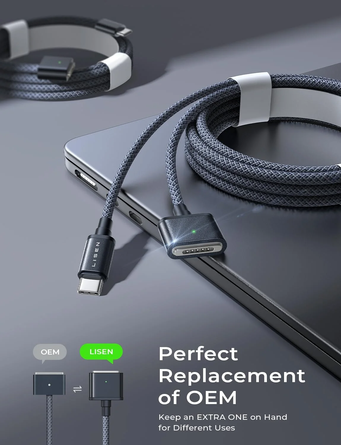 کابل USB-C به MagSafe 3 لیسن برای شارژر مکبوک، کابل شارژ MagSafe مناسب برای مکبوک ایر 2024 (M3)، 2023/2022 (M2)، مکبوک پرو 2023 (M3, M2, 14-16 اینچ)، سیم شارژر مکبوک پرو (M2) - نیمهشب 2 متر کابل USB-C به MagSafe 3 لیسن برای شارژر مکبوک، کابل شارژ MagSafe مناسب برای مکبوک ایر 2024 (M3)، 2023/2022 (M2)، مکبوک پرو 2023 (M3, M2, 14-16 اینچ)، سیم شارژر مکبوک پرو (M2) - نیمهشب 2 متر