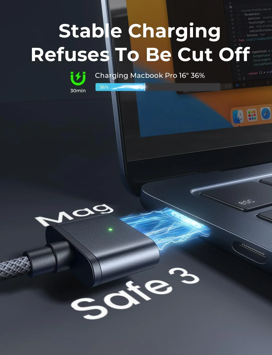 کابل USB-C به MagSafe 3 لیسن برای شارژر مکبوک، کابل شارژ MagSafe مناسب برای مکبوک ایر 2024 (M3)، 2023/2022 (M2)، مکبوک پرو 2023 (M3, M2, 14-16 اینچ)، سیم شارژر مکبوک پرو (M2) - نیمهشب 2 متر کابل USB-C به MagSafe 3 لیسن برای شارژر مکبوک، کابل شارژ MagSafe مناسب برای مکبوک ایر 2024 (M3)، 2023/2022 (M2)، مکبوک پرو 2023 (M3, M2, 14-16 اینچ)، سیم شارژر مکبوک پرو (M2) - نیمهشب 2 متر