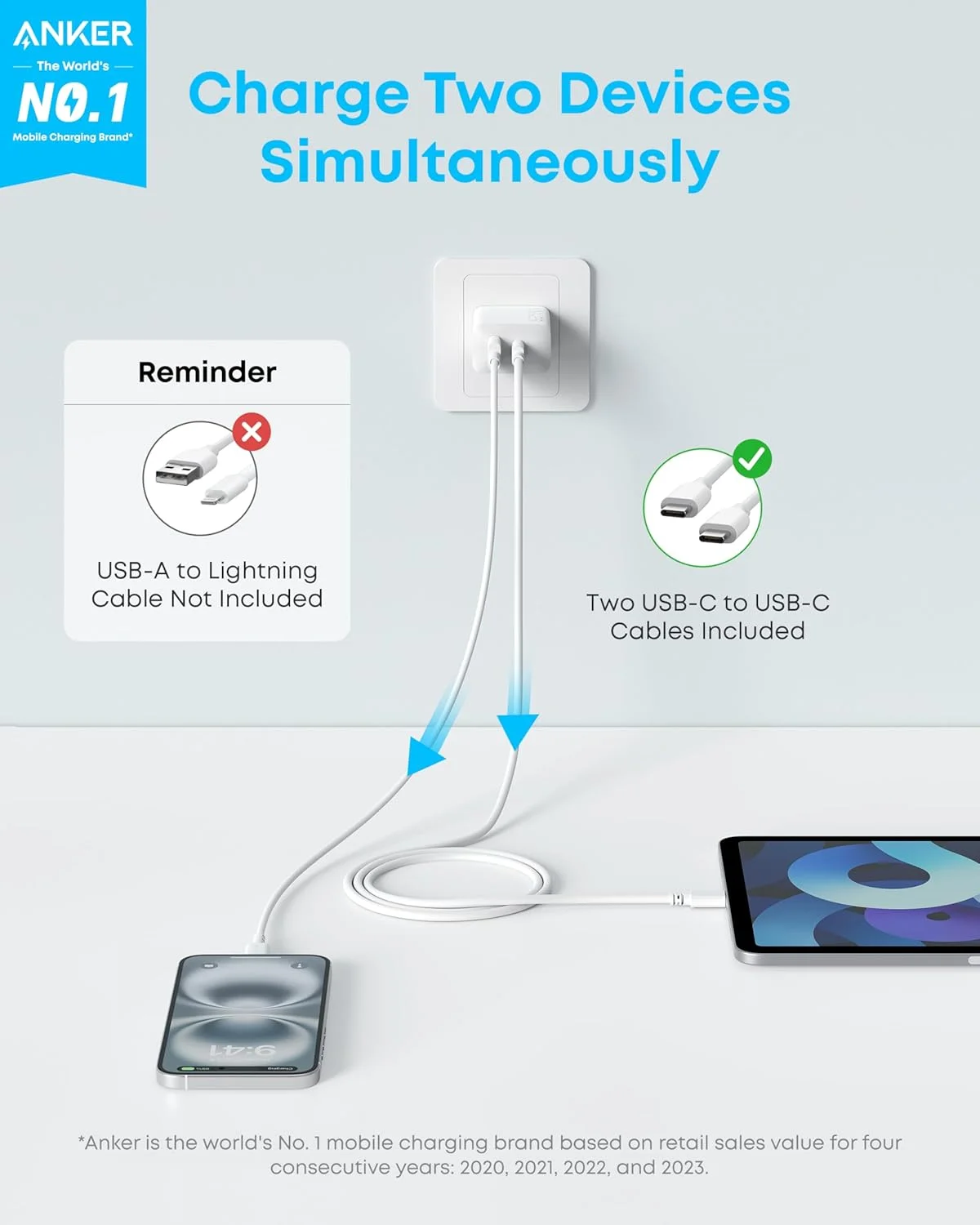 شارژر آیفون 17/16 انکر، بسته 2 عددی شارژر سریع 20 واتی USB C، برای آیفون 17/16/16 پرو مکس/سری 15/آیپد پرو و غیره (بسته 2 عددی و 2 کابل) (سفید) شارژر آیفون 17/16 انکر، بسته 2 عددی شارژر سریع 20 واتی USB C، برای آیفون 17/16/16 پرو مکس/سری 15/آیپد پرو و غیره (بسته 2 عددی و 2 کابل) (سفید)