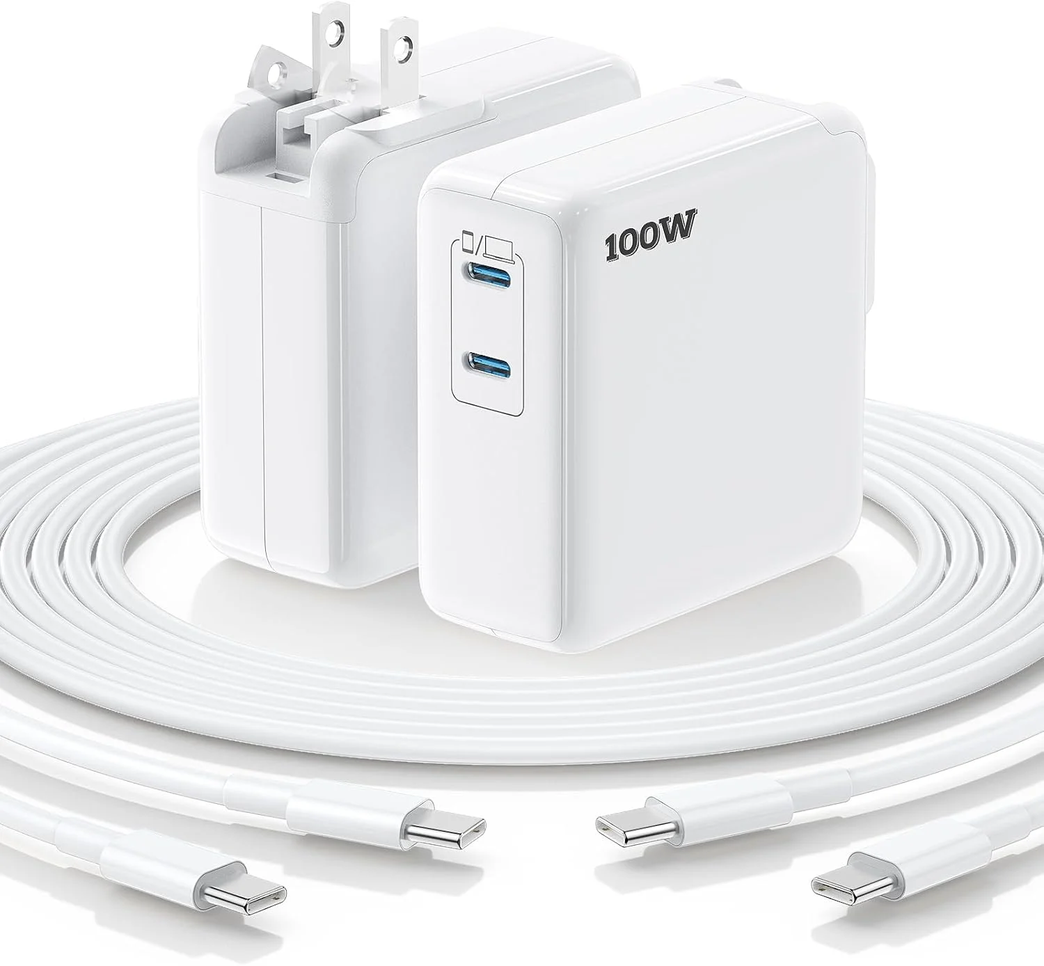 شارژر USB C اِسری MacBook Pro، شارژر 100 واتی USB C دو عددی با دوشاخه تاشو، شارژ سریع دو پورت 65 واتی برای MacBook Pro Air، iPad Pro، iPhone 17/16/15، شامل کابل های 6FT+10FT USB C به C - سفید شارژر USB C اِسری MacBook Pro، شارژر 100 واتی USB C دو عددی با دوشاخه تاشو، شارژ سریع دو پورت 65 واتی برای MacBook Pro Air، iPad Pro، iPhone 17/16/15، شامل کابل های 6FT+10FT USB C به C - سفید