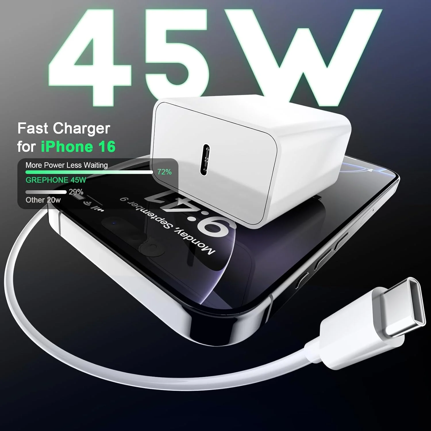شارژر سریع آیفون 17، آداپتور 45 واتی USB C به همراه کابل 1.8 متری USB C سازگار با آیفون 17/Air/Pro/Pro Max/آیفون 16/Por/Pro Max/آیفون 15/آیپد پرو/مک بوک ایر/پرو/M1 M2 شارژر سریع آیفون 17، آداپتور 45 واتی USB C به همراه کابل 1.8 متری USB C سازگار با آیفون 17/Air/Pro/Pro Max/آیفون 16/Por/Pro Max/آیفون 15/آیپد پرو/مک بوک ایر/پرو/M1 M2