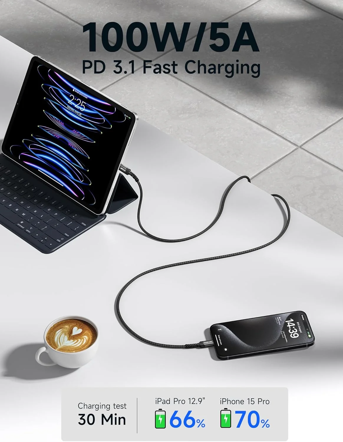 کابل USB C به USB C با توان 100 وات JSAUX، سیم شارژ سریع 5 آمپر سازگار با آیفون 17 ایر 16 15 پرو مکس سامسونگ گلکسی S25 S24 مک بوک آیپد کارپلی (بسته 2 عددی، 3.3 فوت) مشکی کابل USB C به USB C با توان 100 وات JSAUX، سیم شارژ سریع 5 آمپر سازگار با آیفون 17 ایر 16 15 پرو مکس سامسونگ گلکسی S25 S24 مک بوک آیپد کارپلی (بسته 2 عددی، 3.3 فوت) مشکی