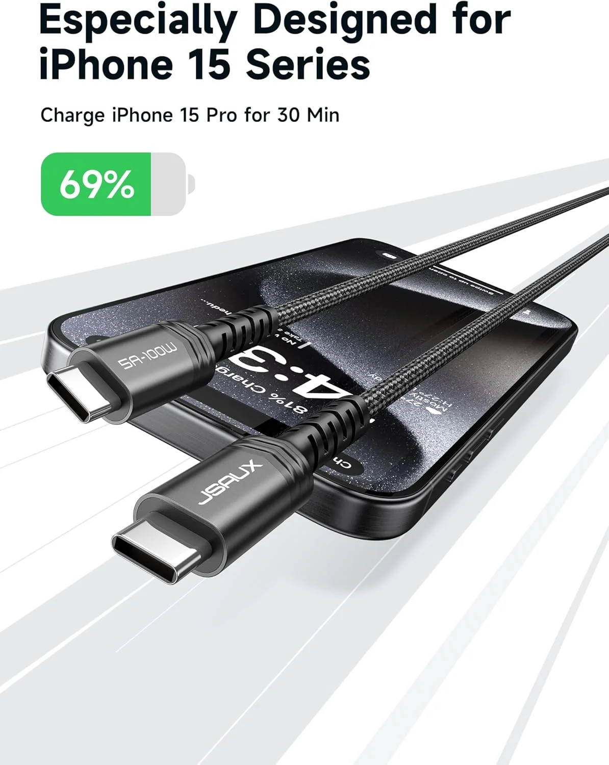 کابل USB C به USB C با توان 100 وات JSAUX، سیم شارژ سریع 5 آمپر سازگار با آیفون 17 ایر 16 15 پرو مکس سامسونگ گلکسی S25 S24 مک بوک آیپد کارپلی (بسته 2 عددی، 3.3 فوت) مشکی کابل USB C به USB C با توان 100 وات JSAUX، سیم شارژ سریع 5 آمپر سازگار با آیفون 17 ایر 16 15 پرو مکس سامسونگ گلکسی S25 S24 مک بوک آیپد کارپلی (بسته 2 عددی، 3.3 فوت) مشکی