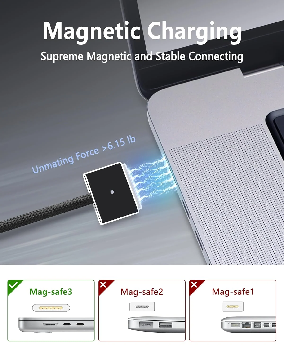 کابل شارژ سریع USB-C به مغناطیسی 3 (2 متر)، سازگار با MacBook Air (15 اینچ/13 اینچ M4 2025، M3 2024، 15 اینچ M2 2023، 13 اینچ M2 2022)، MacBook Pro (16 اینچ/14 اینچ 2024/2023/2021)، مشکی کابل شارژ سریع USB-C به مغناطیسی 3 (2 متر)، سازگار با MacBook Air (15 اینچ/13 اینچ M4 2025، M3 2024، 15 اینچ M2 2023، 13 اینچ M2 2022)، MacBook Pro (16 اینچ/14 اینچ 2024/2023/2021)، مشکی