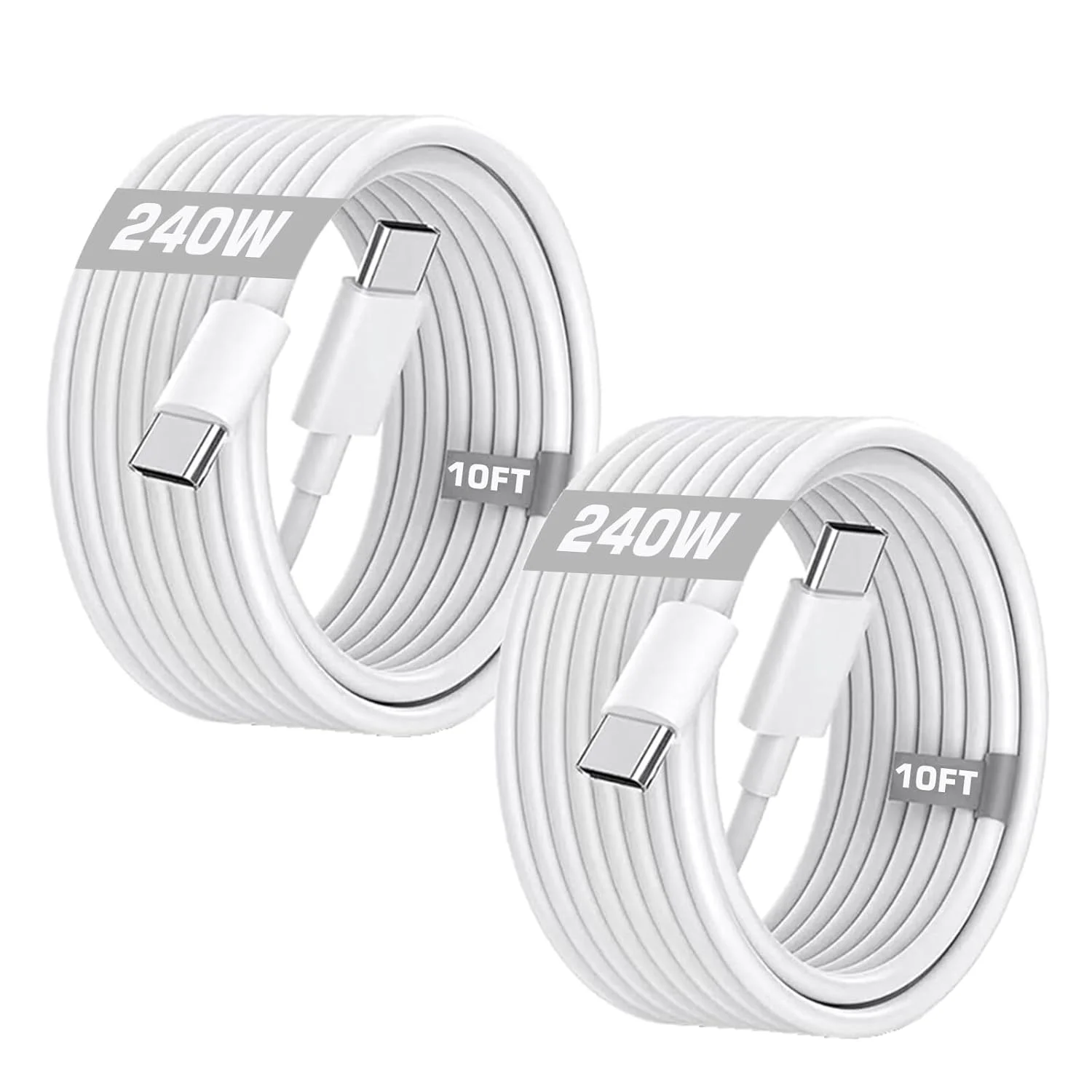 کابل USB C به USB C، کابل 240 واتی USBC با طول 3 متر، شارژ سریع Type C به C برای Macbook Pro/Macbook Air، iPad Pro 12.9 اینچ، iPhone 16 15 Pro Max Plus، Samsung Galaxy S23، سازگار با 140W/100W/65W/45W/35W/20W