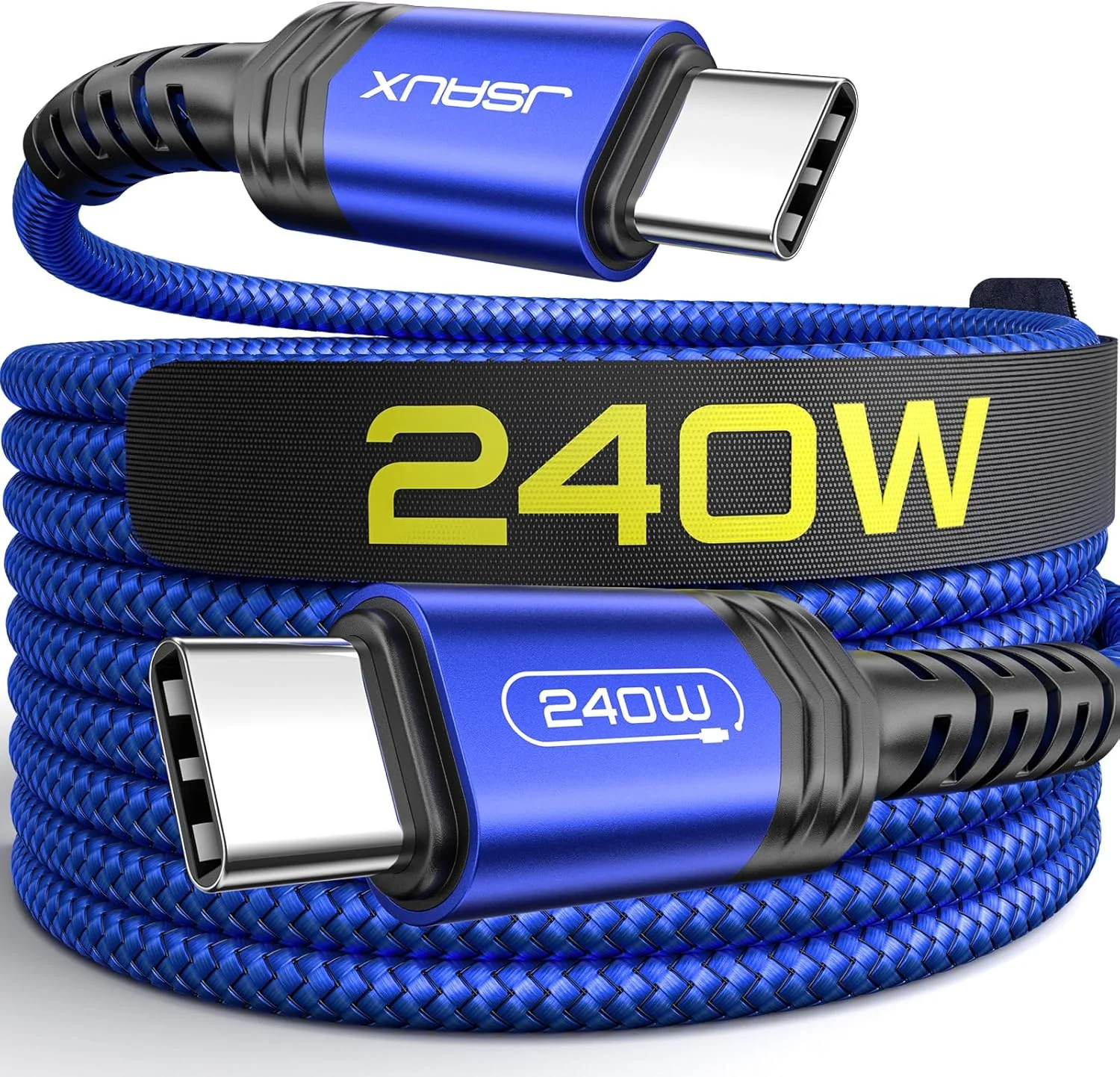 کابل USB C به C با توان 240 وات JSAUX [بسته دو عددی 2 متری و 3 متری]، کابل شارژ سریع USB C برای مک بوک، آیپد، دل، آیفون 17/آیفون ایر/آیفون 17 پرو/آیفون 17 پرو مکس، سری آیفون 16/15، سامسونگ گلکسی، پیکسل - آبی