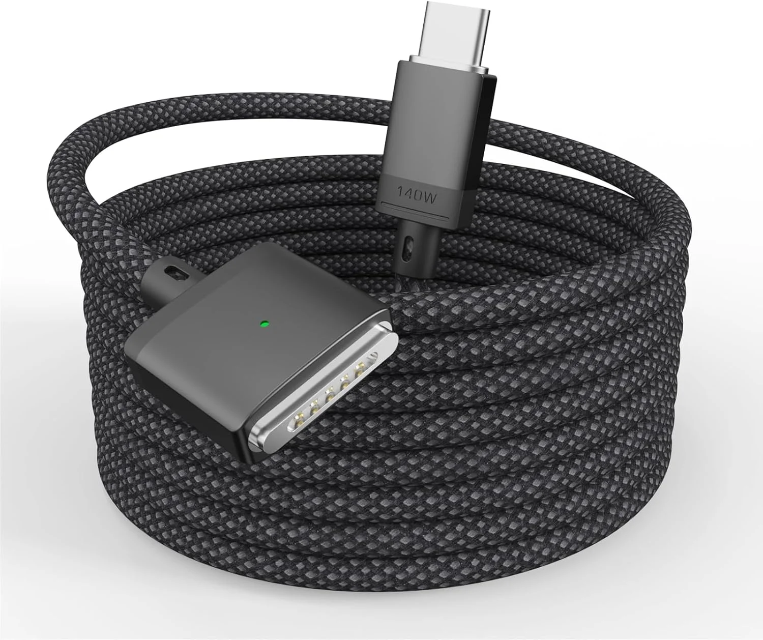 کابل USB-C به مغناطیسی 3 سازگار با کابل شارژ مگ‌سیف برای مک‌بوک پرو ۱۴ و ۱۶ اینچ ۲۰۲۴ M3 Pro & Max، مک‌بوک ایر ۲۰۲۲ M2، پرو ۲۰۲۳ M2 Pro & Max - طول ۲ متر - مشکی
