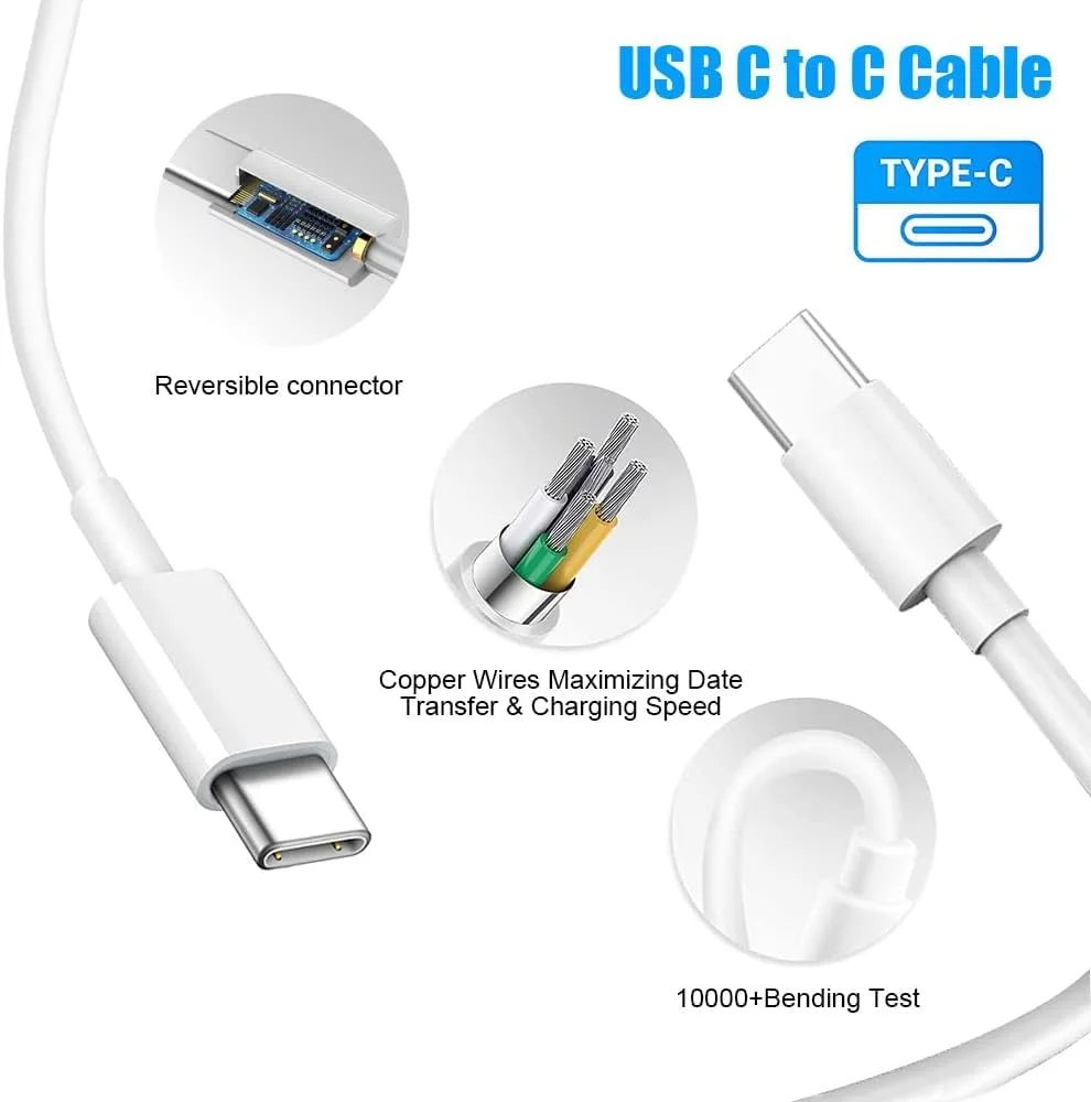 شارژر ۱۰۰ واتی برای مک‌بوک پرو و مک‌بوک ایر، اتلاف حرارت خوب، با نور کنترل دمایی، برای مک‌بوک پرو و مک‌بوک ایر ۱۶ ۱۵ ۱۴ ۱۳ اینچ، M1 M2 M3 M4 و سایر دستگاه‌های دارای رابط C (۱۰۰ وات)