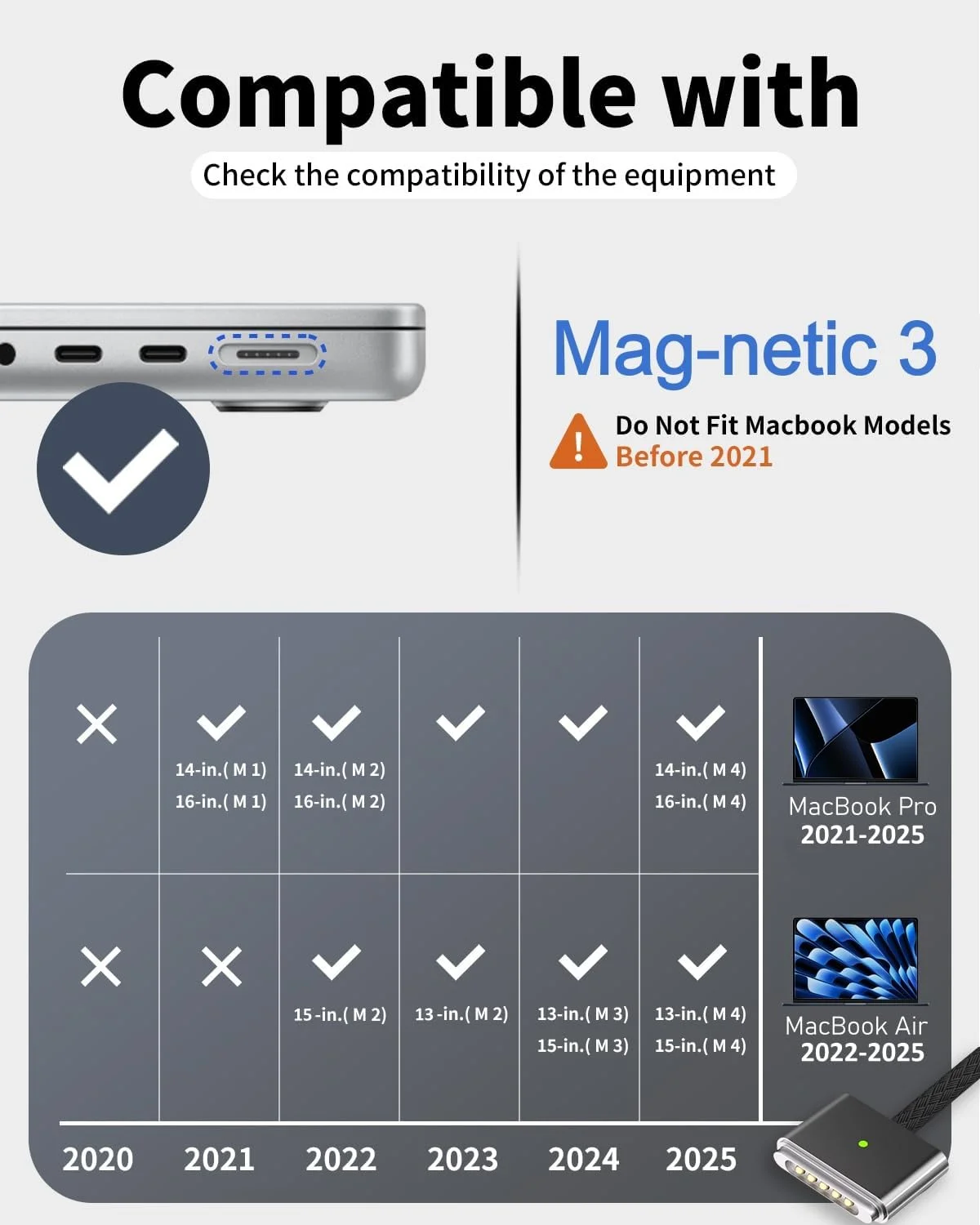 کابل USB-C به مگنتی 3، طول 2 متر، شارژ سریع 140 واتی سازگار با مک بوک پرو 16/14 اینچ 2021-2024، مک بوک ایر 13/15 اینچ M2/M3/M4 (2022-2025)، شارژر مگنتی با نشانگر LED - مشکی کابل USB-C به مگنتی 3، طول 2 متر، شارژ سریع 140 واتی سازگار با مک بوک پرو 16/14 اینچ 2021-2024، مک بوک ایر 13/15 اینچ M2/M3/M4 (2022-2025)، شارژر مگنتی با نشانگر LED - مشکی