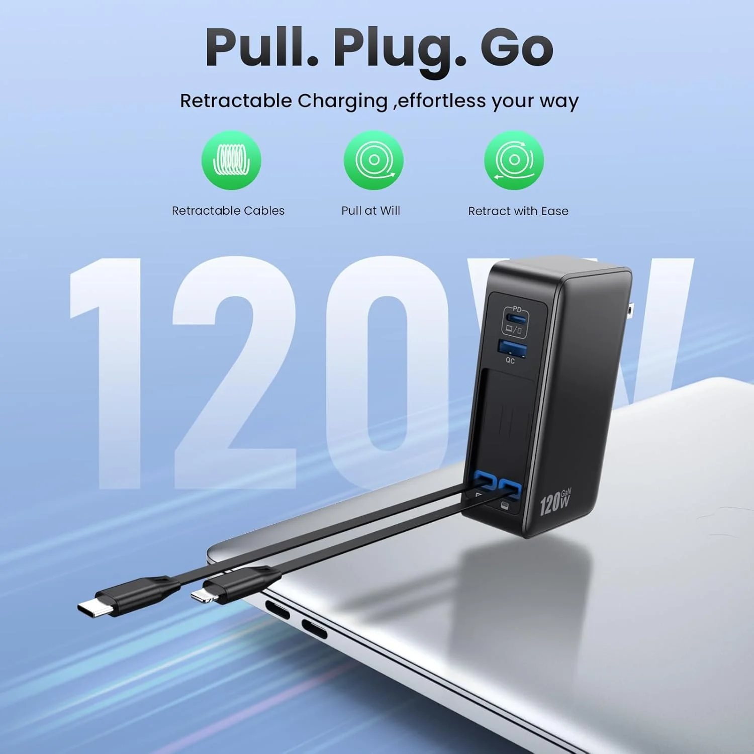 آداپتور شارژر USB C با توان 120 وات با 2 کابل جمع شونده داخلی، شارژر GaN IV چهار در یک با قابلیت شارژ سریع و دوشاخه تاشو، شارژر PD 65W لپ تاپ برای مک بوک، آیپد، آیفون 17/16/15/14، گلکسی، اندروید و غیره آداپتور شارژر USB C با توان 120 وات با 2 کابل جمع شونده داخلی، شارژر GaN IV چهار در یک با قابلیت شارژ سریع و دوشاخه تاشو، شارژر PD 65W لپ تاپ برای مک بوک، آیپد، آیفون 17/16/15/14، گلکسی، اندروید و غیره