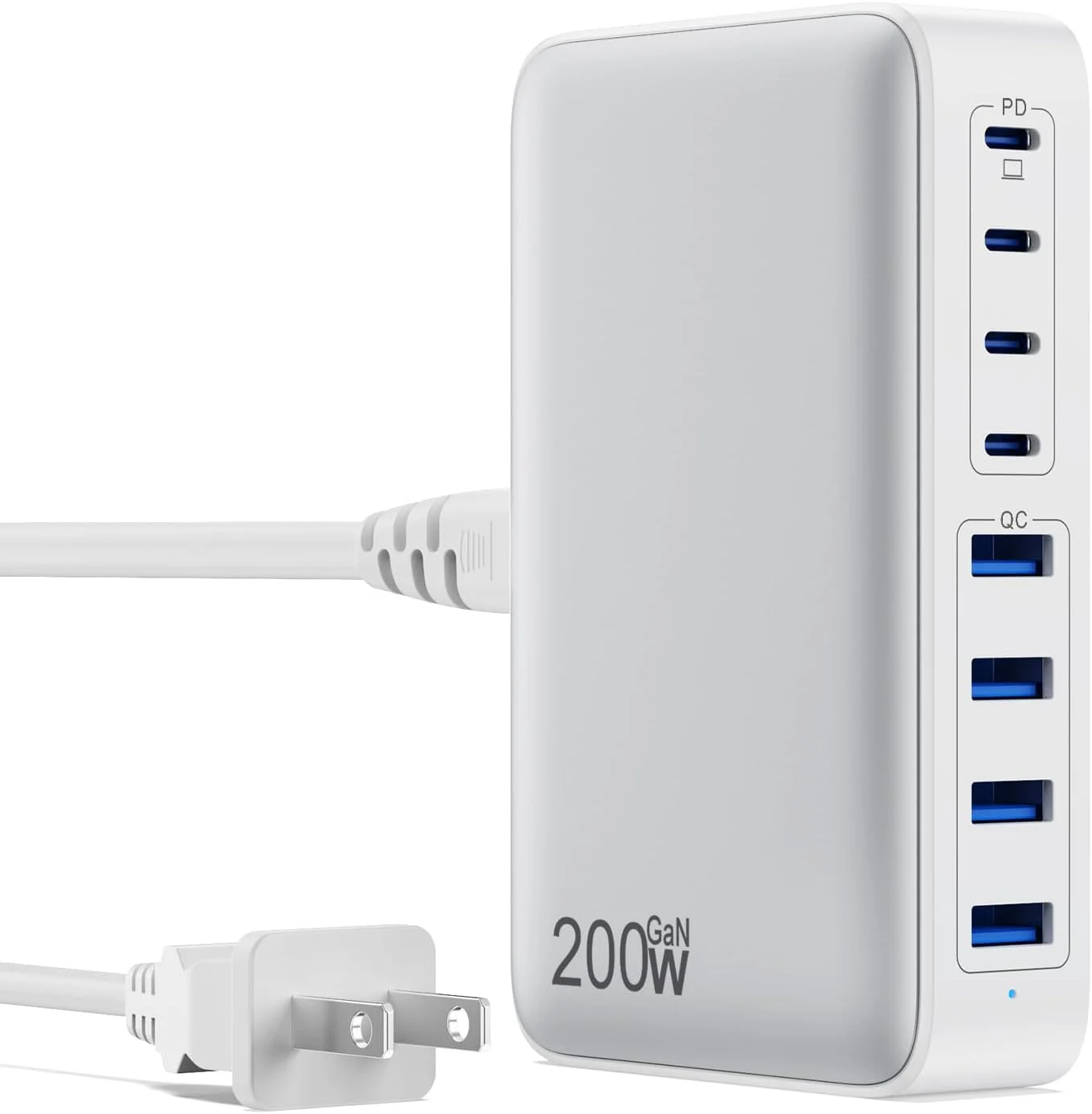 آداپتور شارژر USB C 200W، ایستگاه شارژ سریع 8 پورت GaN III، آداپتور شارژ لپ تاپ PD 65W سازگار با MacBook Pro/Air، DELL، Steam Deck، iPhone 16/15/14، Galaxy S23/22 آداپتور شارژر USB C 200W، ایستگاه شارژ سریع 8 پورت GaN III، آداپتور شارژ لپ تاپ PD 65W سازگار با MacBook Pro/Air، DELL، Steam Deck، iPhone 16/15/14، Galaxy S23/22