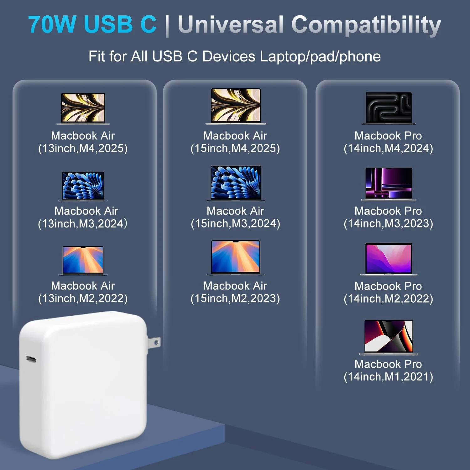 شارژر 70 واتی برای مک بوک ایر 15 و 13 اینچی و مک بوک پرو 14 اینچی M4 M3 M2 M1 مدل های 2025 2024 2023 2022 2021، آداپتور برق USB-C به Mag 3، شامل کابل 2 متری 5A USB-C به Mag 3 شارژر 70 واتی برای مک بوک ایر 15 و 13 اینچی و مک بوک پرو 14 اینچی M4 M3 M2 M1 مدل های 2025 2024 2023 2022 2021، آداپتور برق USB-C به Mag 3، شامل کابل 2 متری 5A USB-C به Mag 3