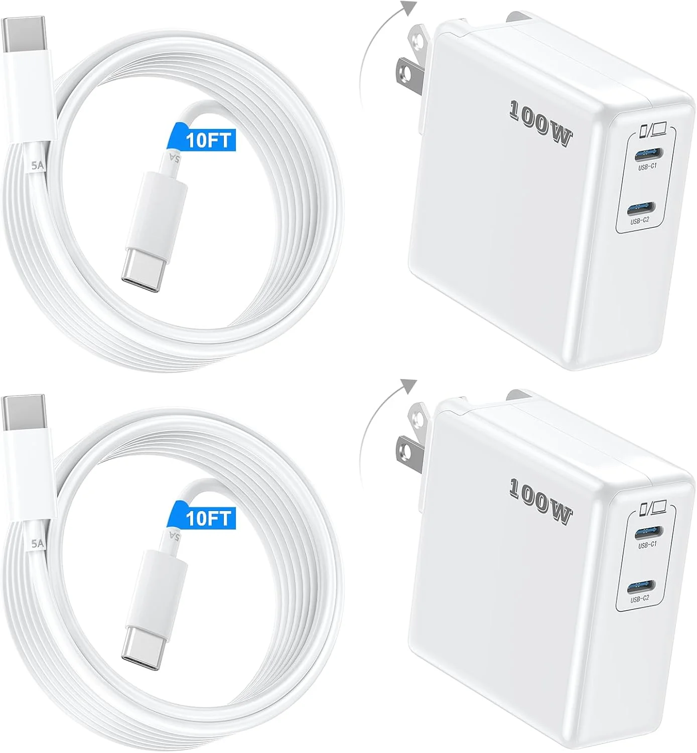 شارژر مک بوک پرو، شارژر سریع 100 واتی USB C برای مک بوک پرو/مک بوک ایر 16 15 14 13 اینچ، آیپد پرو، آیفون 16/15 پرو و همه دستگاه های USBC، آداپتور برق تاشو GaN با کابل شارژ USB C به طول 10 فوت شارژر مک بوک پرو، شارژر سریع 100 واتی USB C برای مک بوک پرو/مک بوک ایر 16 15 14 13 اینچ، آیپد پرو، آیفون 16/15 پرو و همه دستگاه های USBC، آداپتور برق تاشو GaN با کابل شارژ USB C به طول 10 فوت