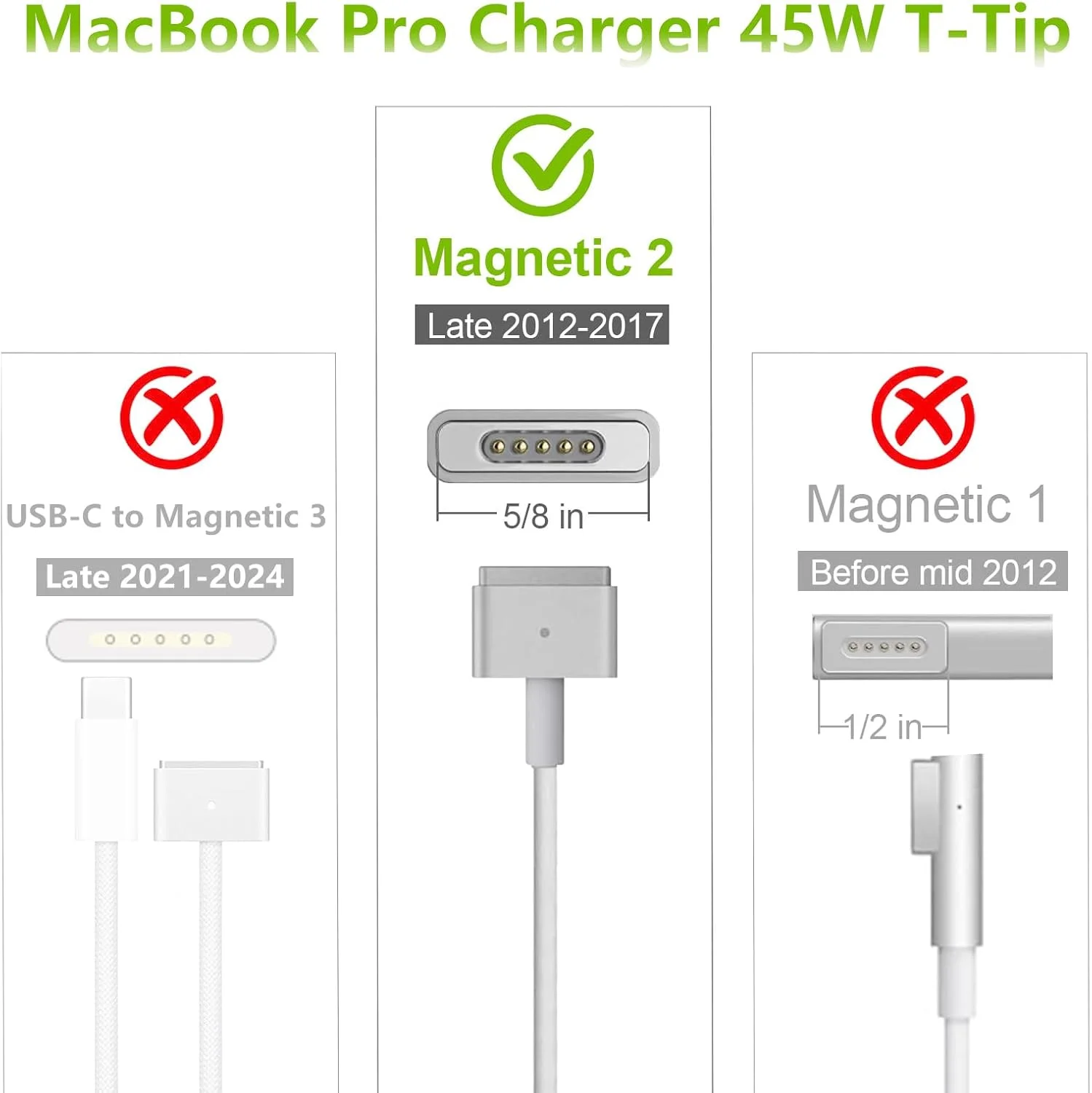 شارژر 45 واتی مک بوک ایر با اتصال مغناطیسی 2، سازگار با مک بوک ایر 11 و 13 اینچی (مدل های 2012 تا 2017) شارژر 45 واتی مک بوک ایر با اتصال مغناطیسی 2، سازگار با مک بوک ایر 11 و 13 اینچی (مدل های 2012 تا 2017)