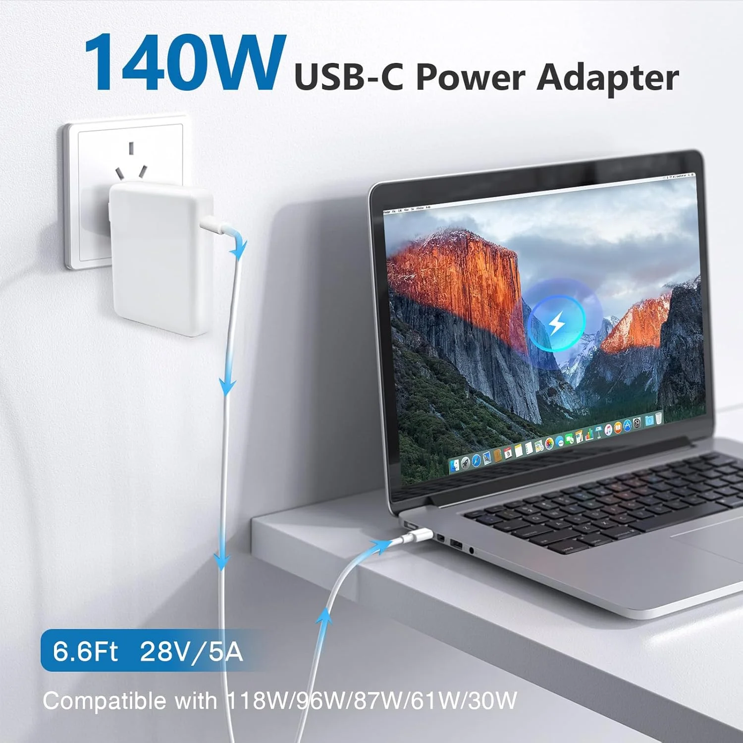 شارژر 140 واتی USB-C برای مک بوک پرو، سازگار با مک بوک پرو 16، 15، 14، 13 اینچی، مک بوک ایر 13 اینچی، آیپد پرو 2024/2023/2022/2011/2020، M1 M2 M3، شامل کابل 2 متری USB C به C شارژر 140 واتی USB-C برای مک بوک پرو، سازگار با مک بوک پرو 16، 15، 14، 13 اینچی، مک بوک ایر 13 اینچی، آیپد پرو 2024/2023/2022/2011/2020، M1 M2 M3، شامل کابل 2 متری USB C به C