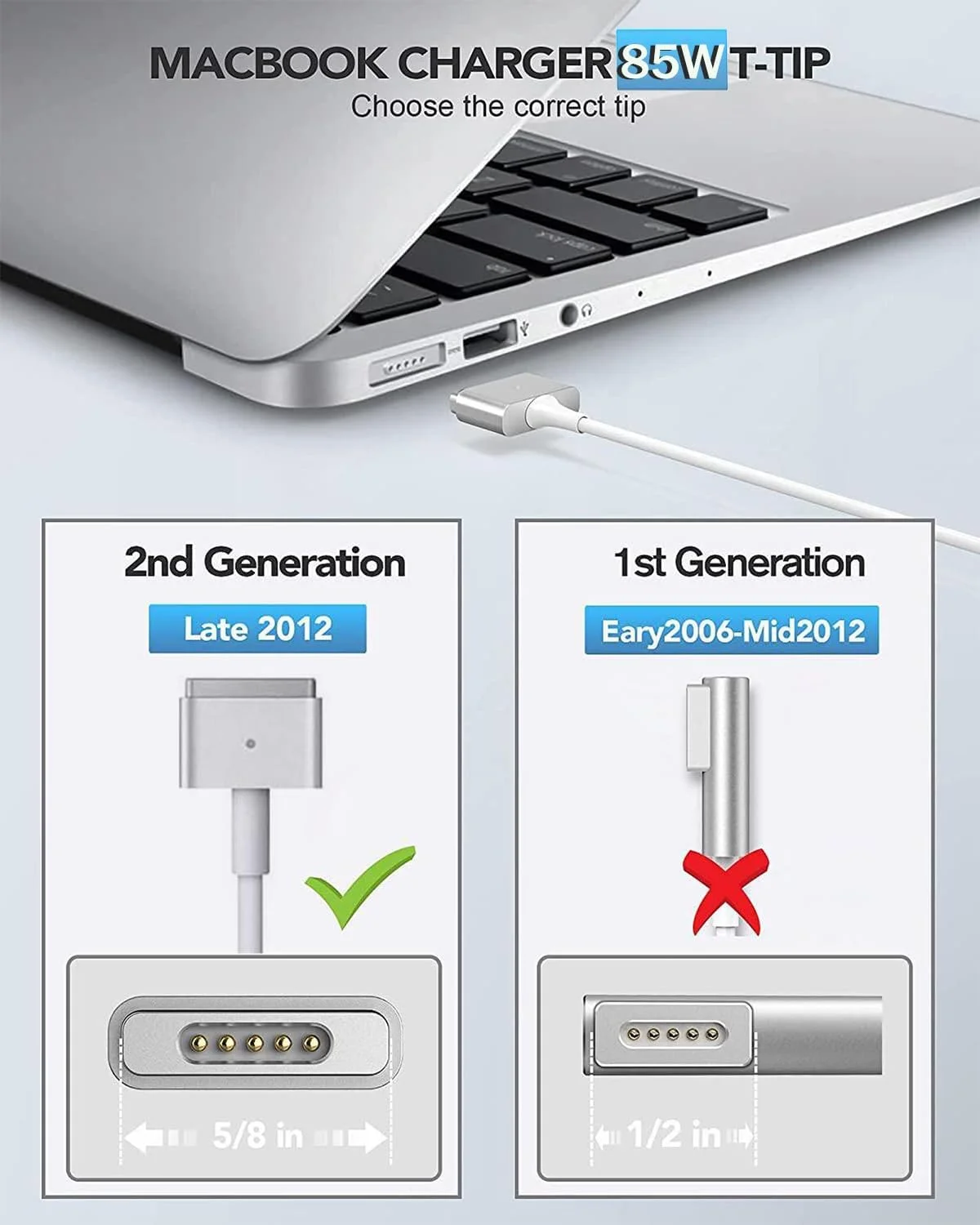 شارژر 85 واتی مک بوک پرو، آداپتور برق Mag 2، سازگار با مک بوک پرو 13 اینچی - 15 اینچی رتینا (مدل های بین 2012-2018) شارژر 85 واتی مک بوک پرو، آداپتور برق Mag 2، سازگار با مک بوک پرو 13 اینچی - 15 اینچی رتینا (مدل های بین 2012-2018)