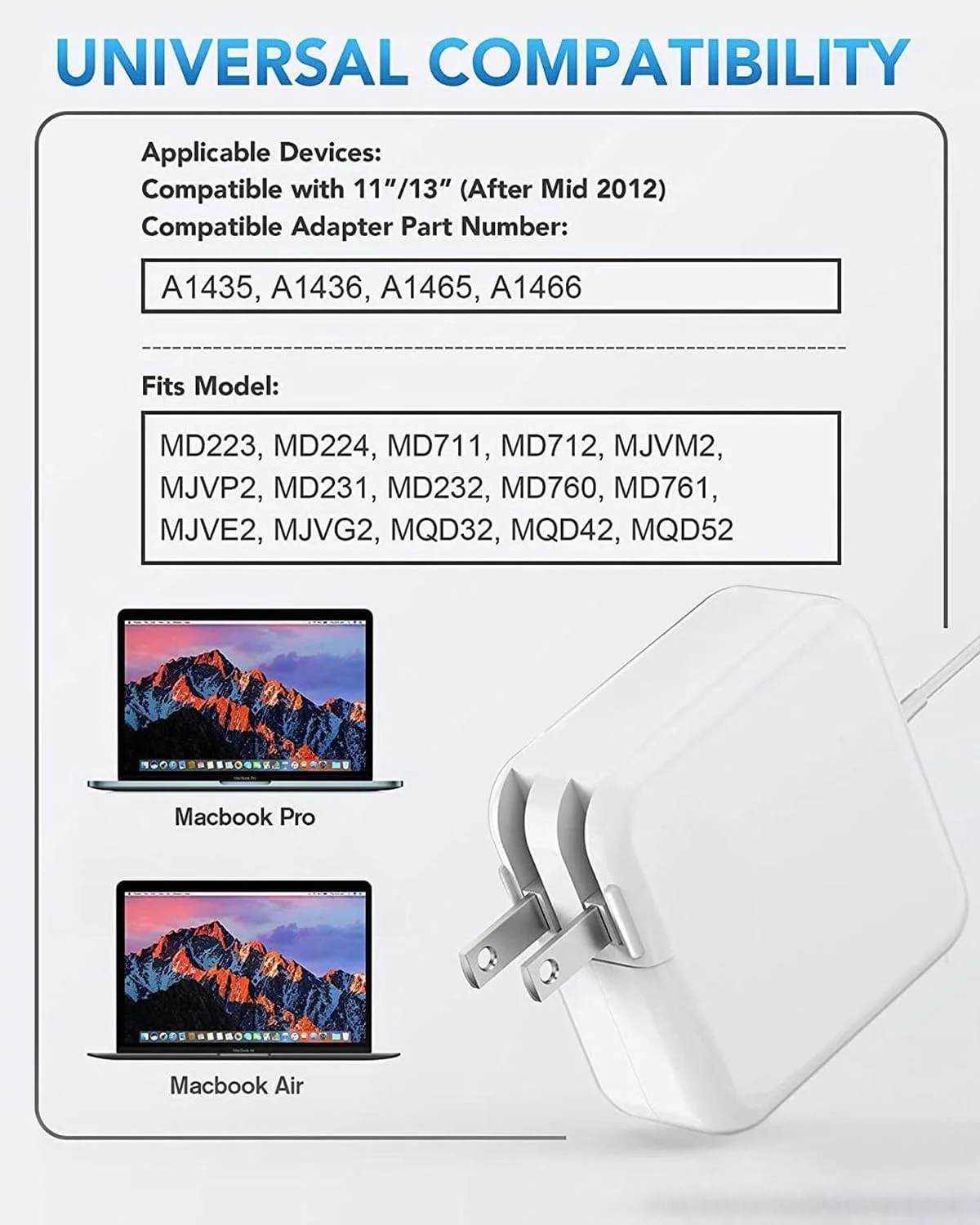 شارژر 45 واتی مک بوک ایر، آداپتور برق Mag 2، سازگار با مک بوک ایر 11 اینچی - 13 اینچی (مدل های بین 2012-2018) شارژر 45 واتی مک بوک ایر، آداپتور برق Mag 2، سازگار با مک بوک ایر 11 اینچی - 13 اینچی (مدل های بین 2012-2018)