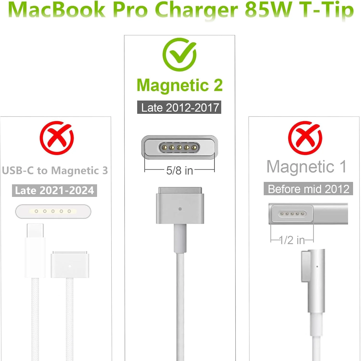 آداپتور برق 85 وات T-Tip سازگار با مک بوک پرو/ایر 13 و 15 اینچی (قابل استفاده برای 2012-2017) آداپتور برق 85 وات T-Tip سازگار با مک بوک پرو/ایر 13 و 15 اینچی (قابل استفاده برای 2012-2017)