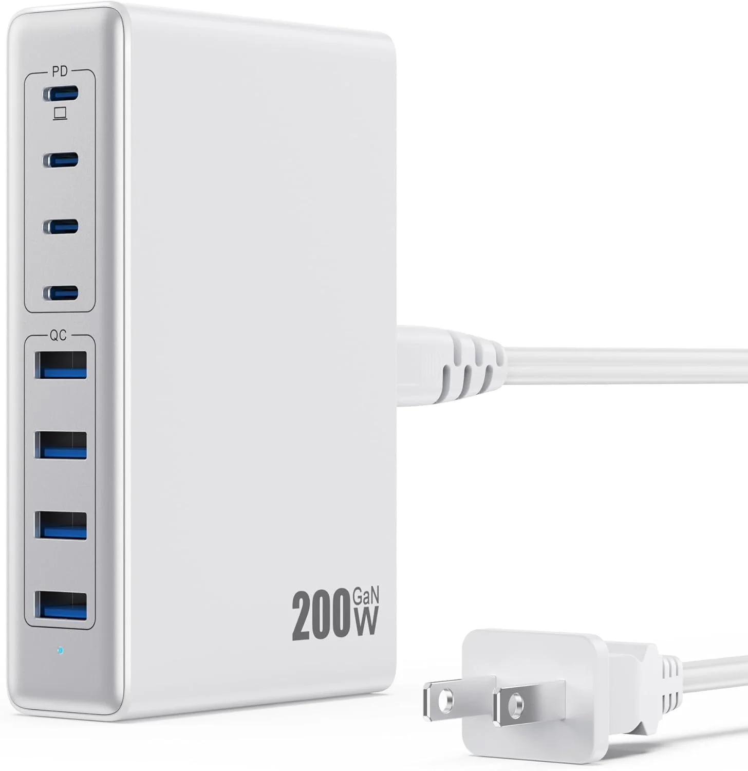 آداپتور شارژر 200 واتی USB C، ایستگاه شارژ GaN IV با 8 پورت، هاب ایستگاه شارژ سریع QC4.0 + آداپتور شارژر لپ تاپ PD 65W USB C سازگار با MacBook Air/Pro، DELL، iPhone 17/16/15، iPad، Steam Deck - سفید آداپتور شارژر 200 واتی USB C، ایستگاه شارژ GaN IV با 8 پورت، هاب ایستگاه شارژ سریع QC4.0 + آداپتور شارژر لپ تاپ PD 65W USB C سازگار با MacBook Air/Pro، DELL، iPhone 17/16/15، iPad، Steam Deck - سفید