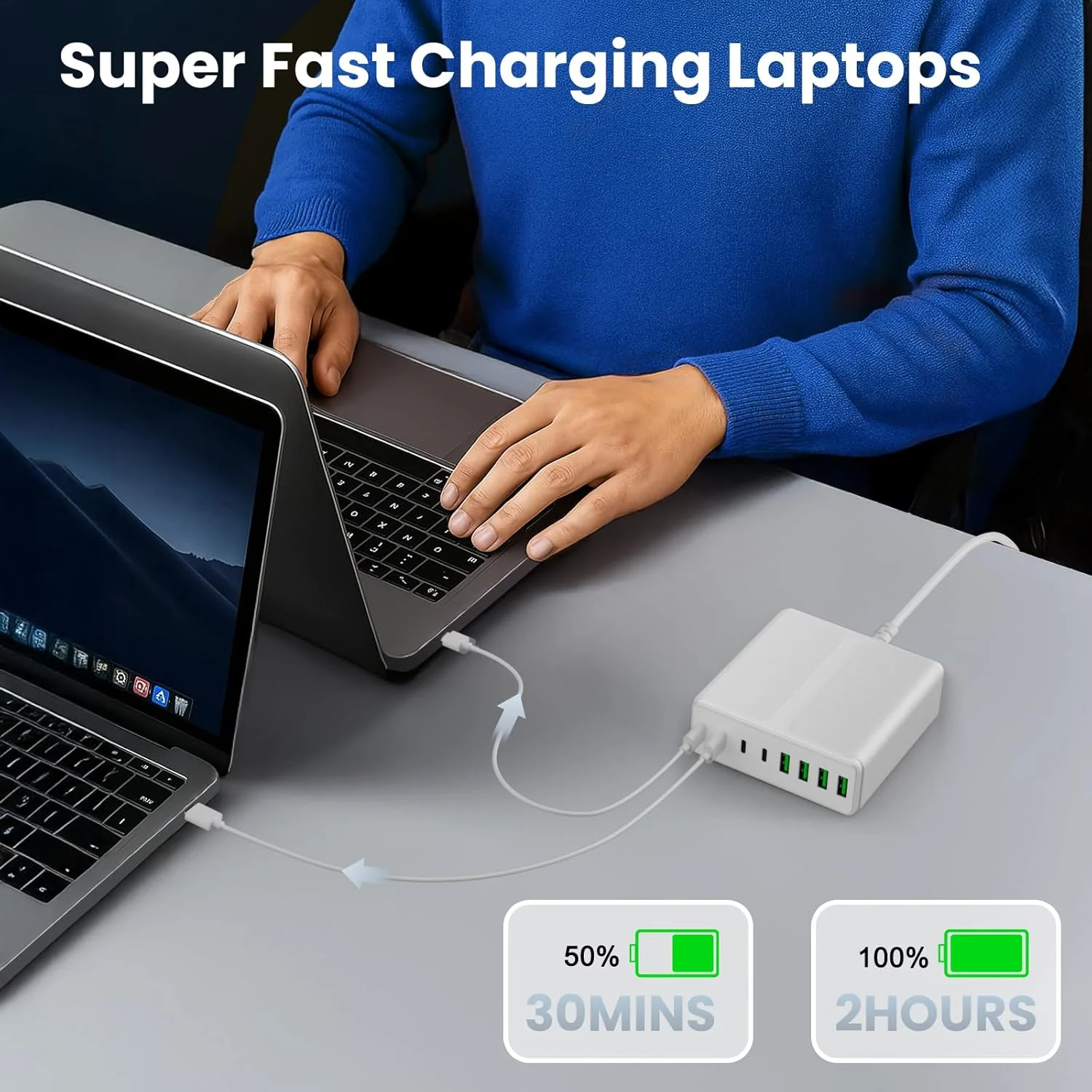 شارژر دیواری USB C با توان 320 وات، ایستگاه شارژ 8 پورت USB C با توان 65 وات PD برای لپ تاپ و کامپیوتر MacBookPro/Air، DELL، iPad، ایستگاه شارژ قابل حمل برای آیفون، سامسونگ گلکسی (سفید) شارژر دیواری USB C با توان 320 وات، ایستگاه شارژ 8 پورت USB C با توان 65 وات PD برای لپ تاپ و کامپیوتر MacBookPro/Air، DELL، iPad، ایستگاه شارژ قابل حمل برای آیفون، سامسونگ گلکسی (سفید)