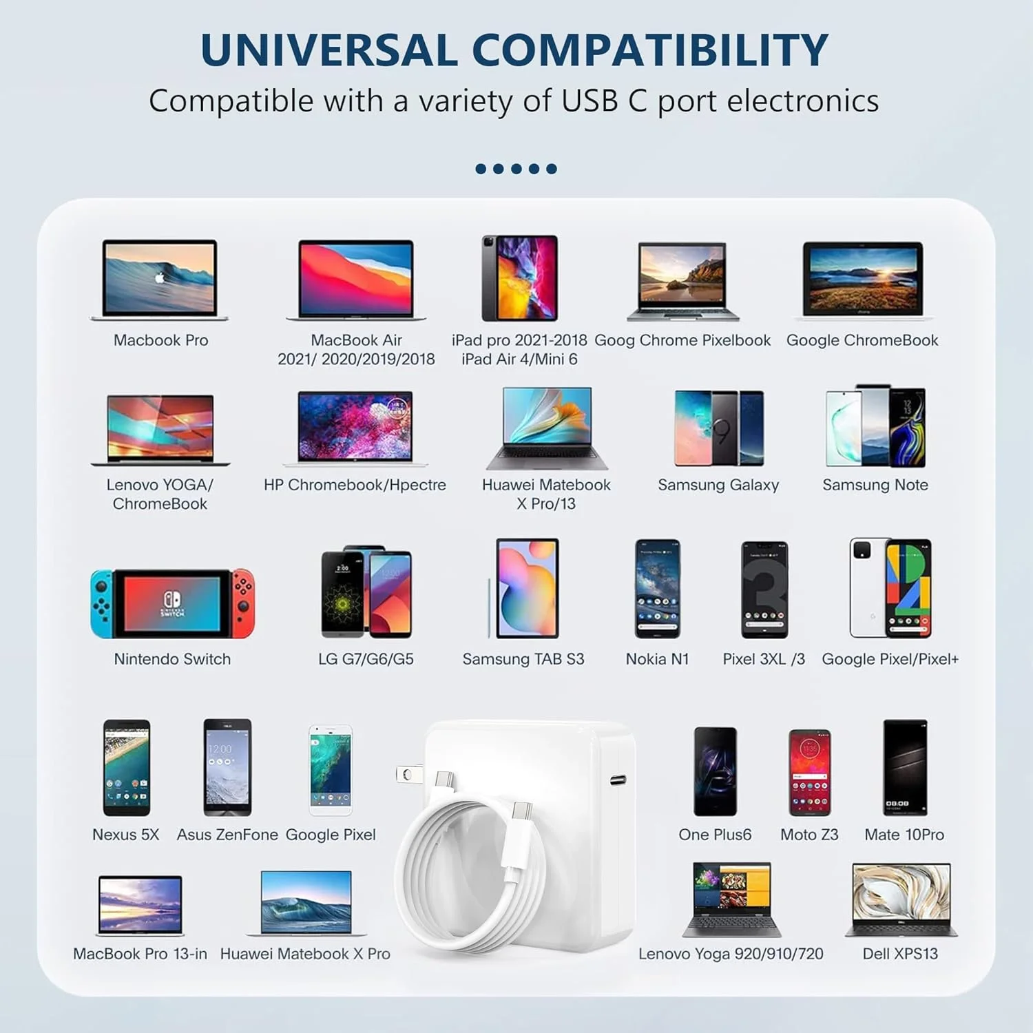 آداپتور برق شارژر 61 واتی USB C سازگار با مک بوک پرو 13 اینچی/12 اینچی، 2021، 2020، 2019، 2018، 2017، 2016 برای مک بوک، مک بوک ایر 13/12 اینچی، منبع تغذیه Type C آداپتور برق شارژر 61 واتی USB C سازگار با مک بوک پرو 13 اینچی/12 اینچی، 2021، 2020، 2019، 2018، 2017، 2016 برای مک بوک، مک بوک ایر 13/12 اینچی، منبع تغذیه Type C