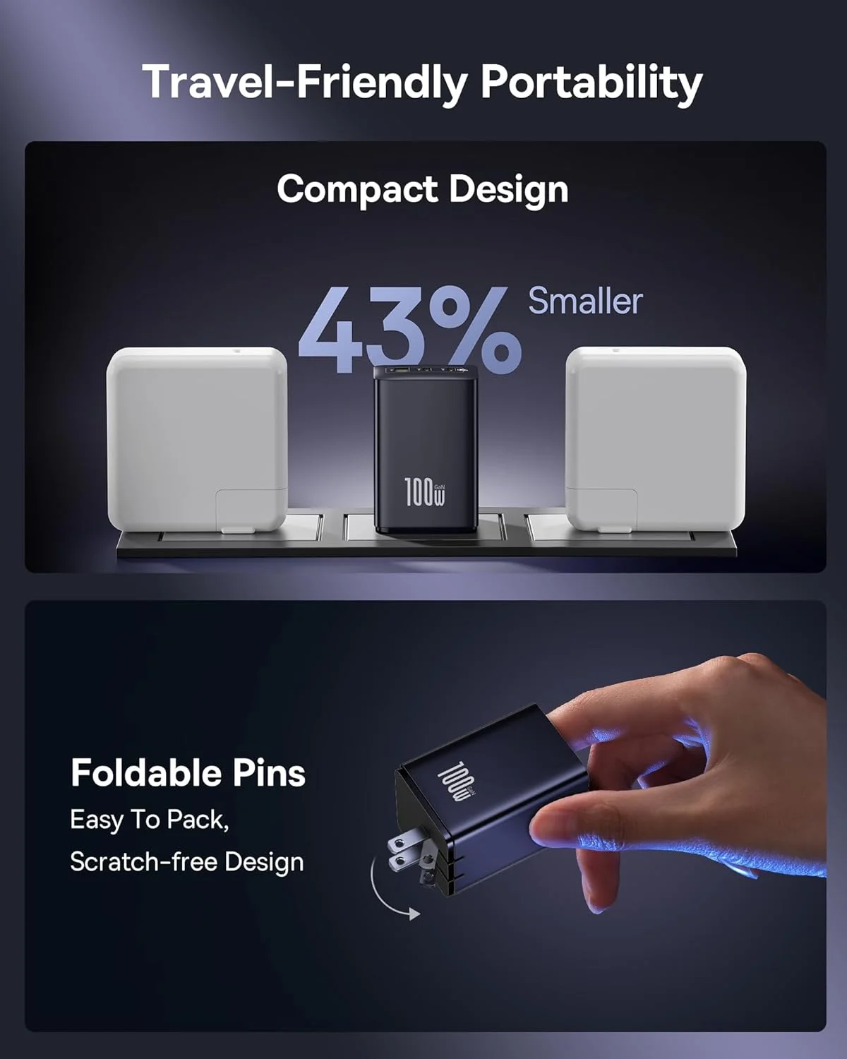 آداپتور شارژر دیواری 100 واتی USB C بیسوس، شارژر تاشو و جمع و جور 3 پورت PPS، آداپتور برق شارژ سریع برای مک بوک پرو/ایر، آیپد، آیفون 17 پرو مکس/ایر، گلکسی S24، استیم دک و غیره